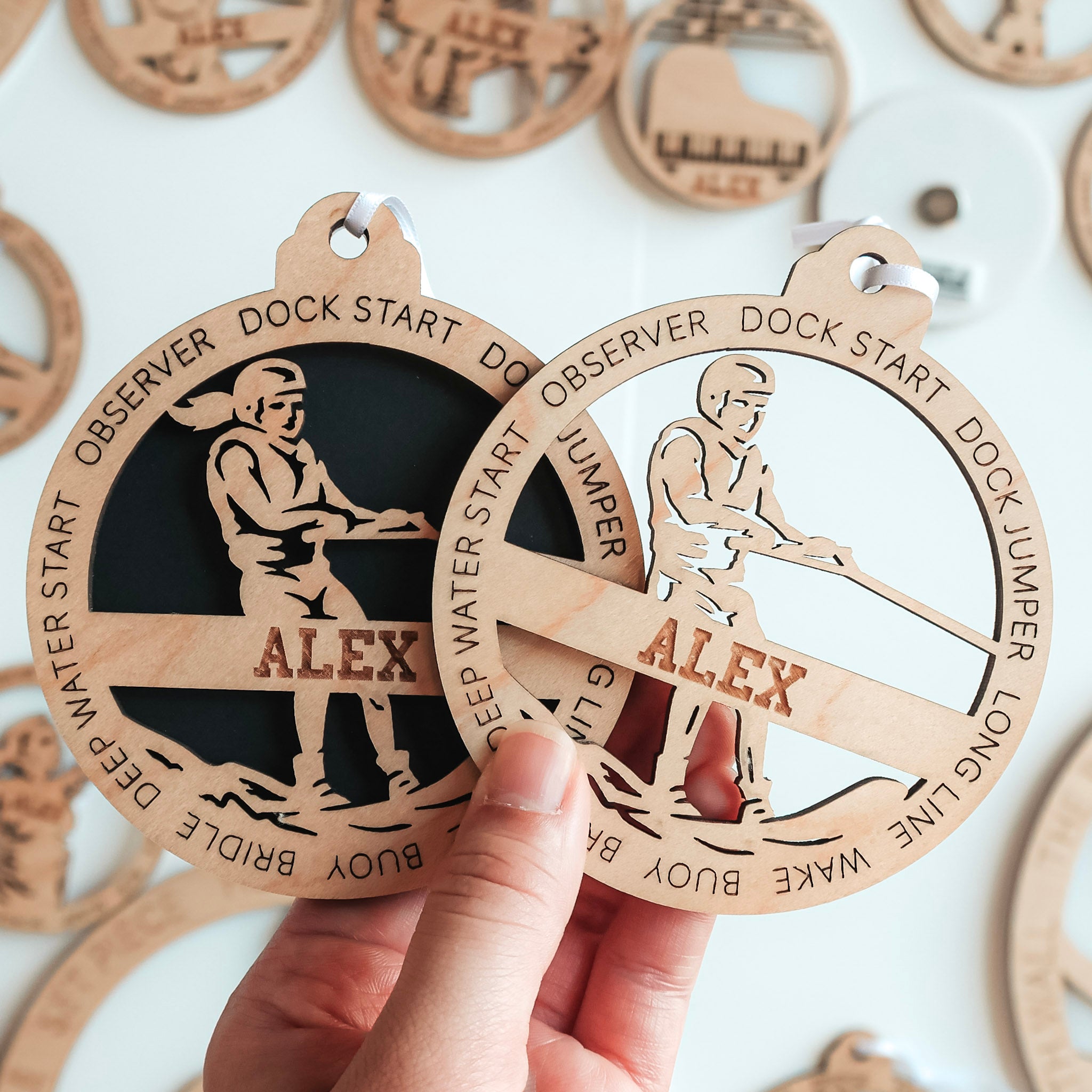 Personalized Water Skiing Collection • Ornament, Magnet, Medal, or Mini Sign