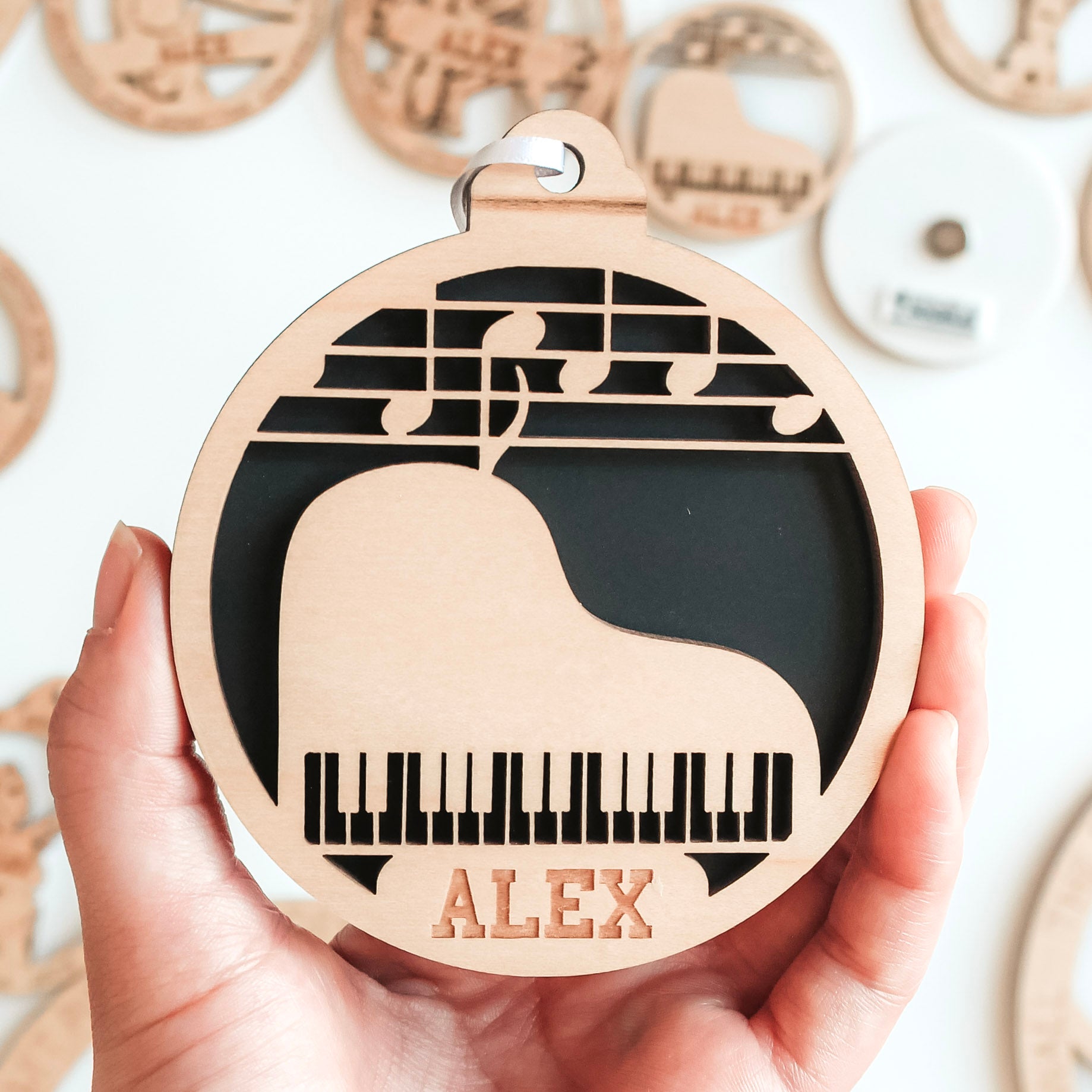 Personalized Instrument Ornaments (Piano, Guitar, and 13 Others)