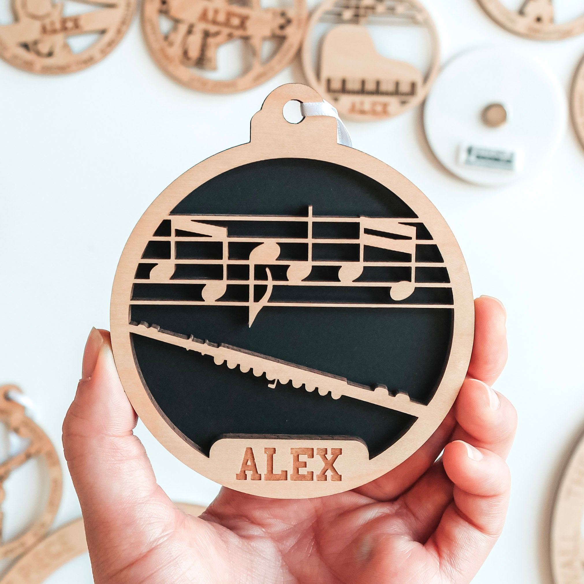 Personalized Flute Collection • Ornament, Magnet, Medal, or Mini Sign