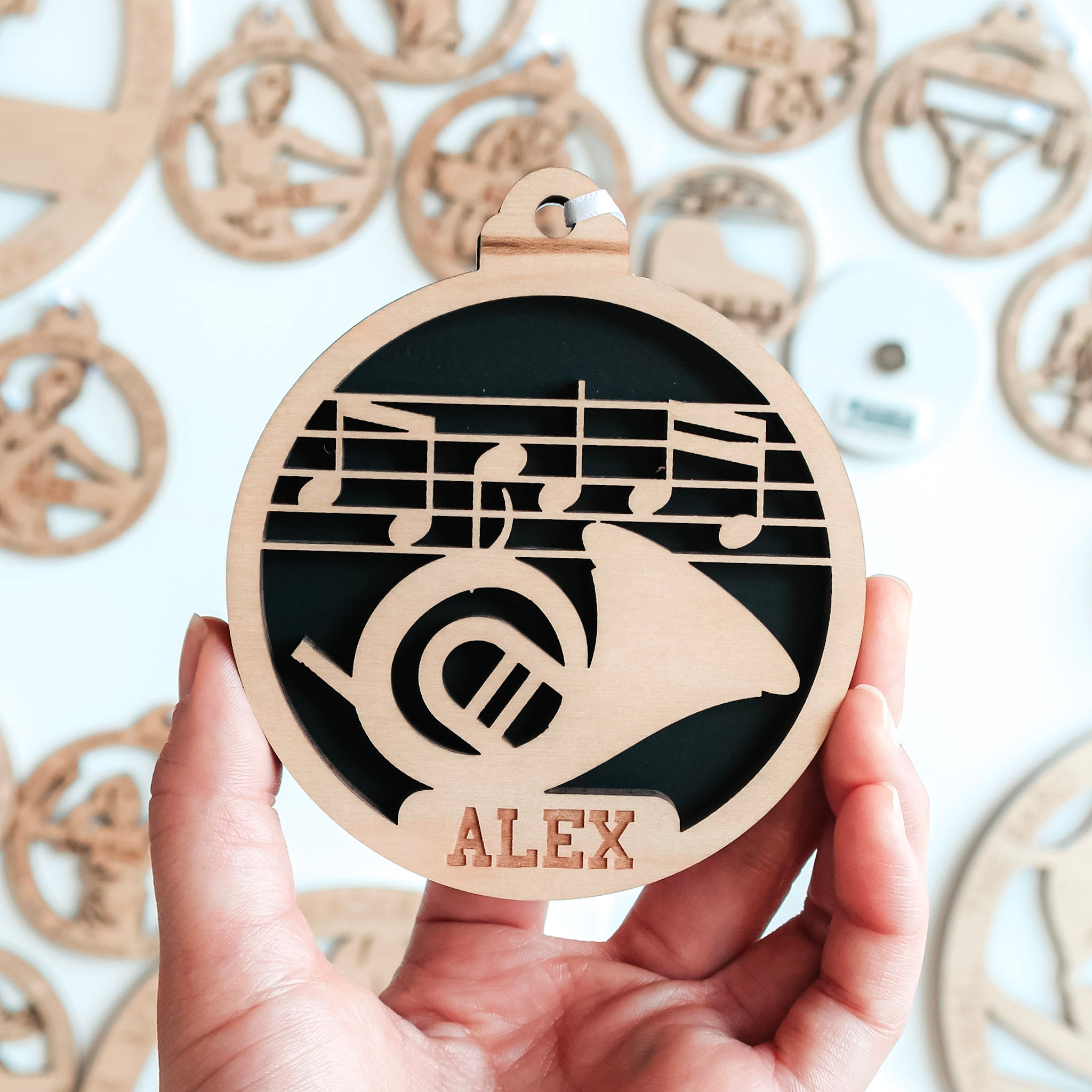 Personalized Instrument Ornaments (Piano, Guitar, and 13 Others)