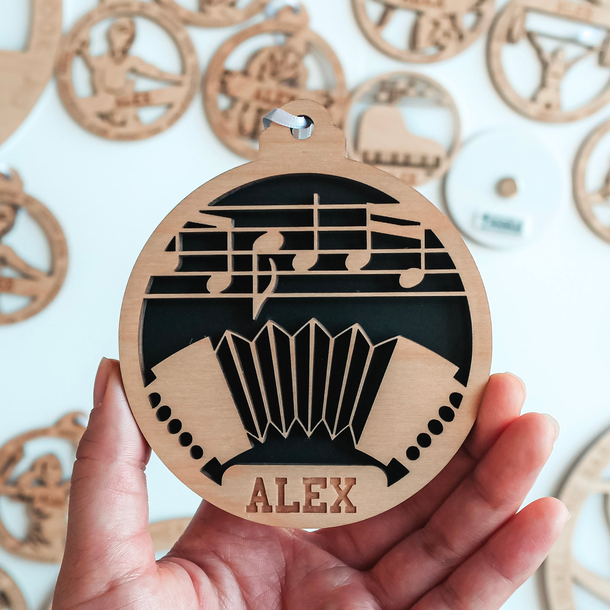 Personalized Accordion Collection • Ornament, Magnet, Medal, or Mini Sign