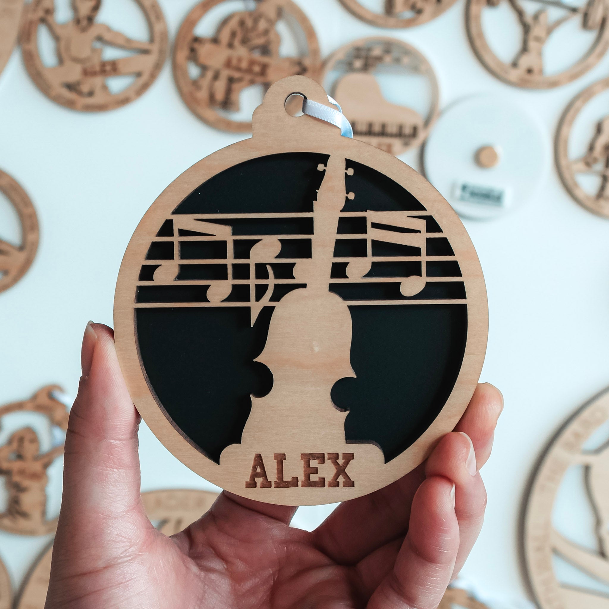 Personalized Instrument Ornaments (Piano, Guitar, and 13 Others)