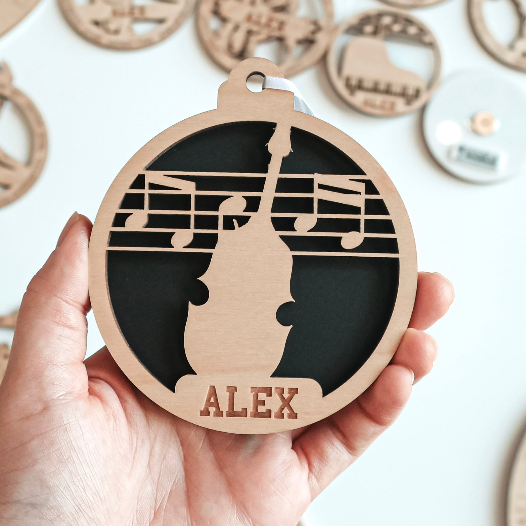 Personalized Cello Guitar Collection • Ornament, Magnet, Medal, or Mini Sign