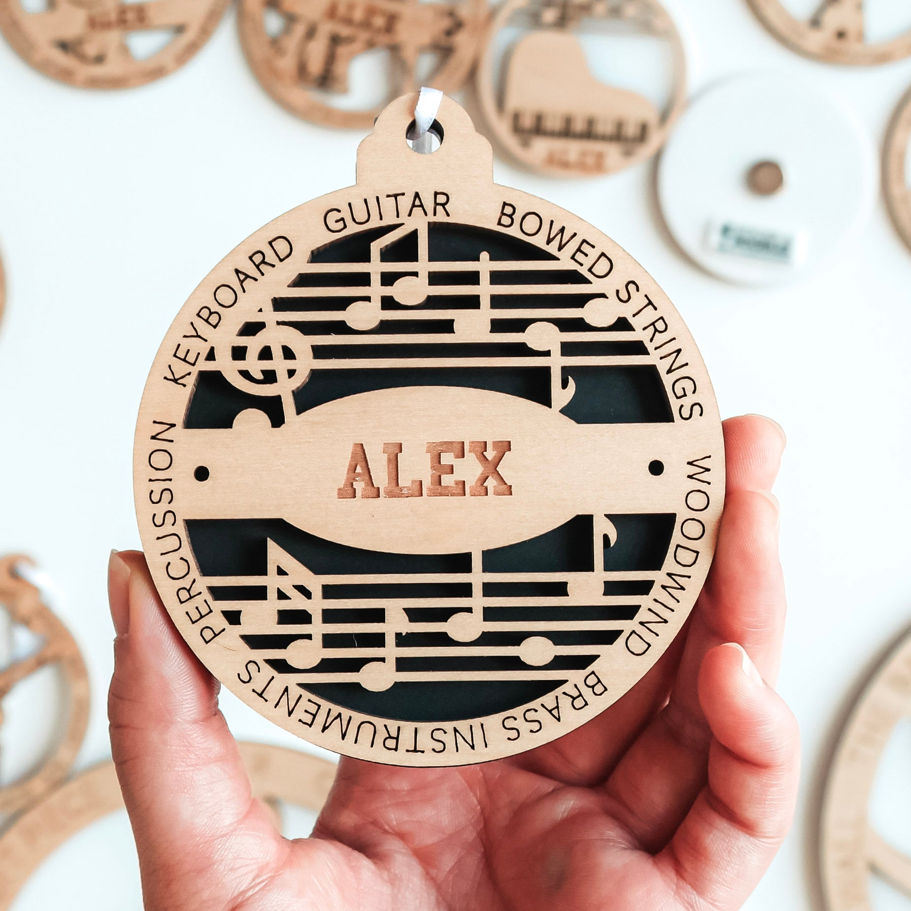 Personalized Instrument Ornaments (Piano, Guitar, and 13 Others)