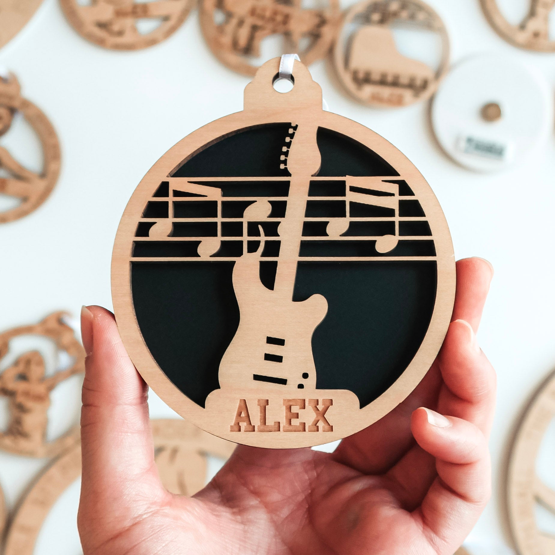 Personalized Instrument Ornaments (Piano, Guitar, and 13 Others)