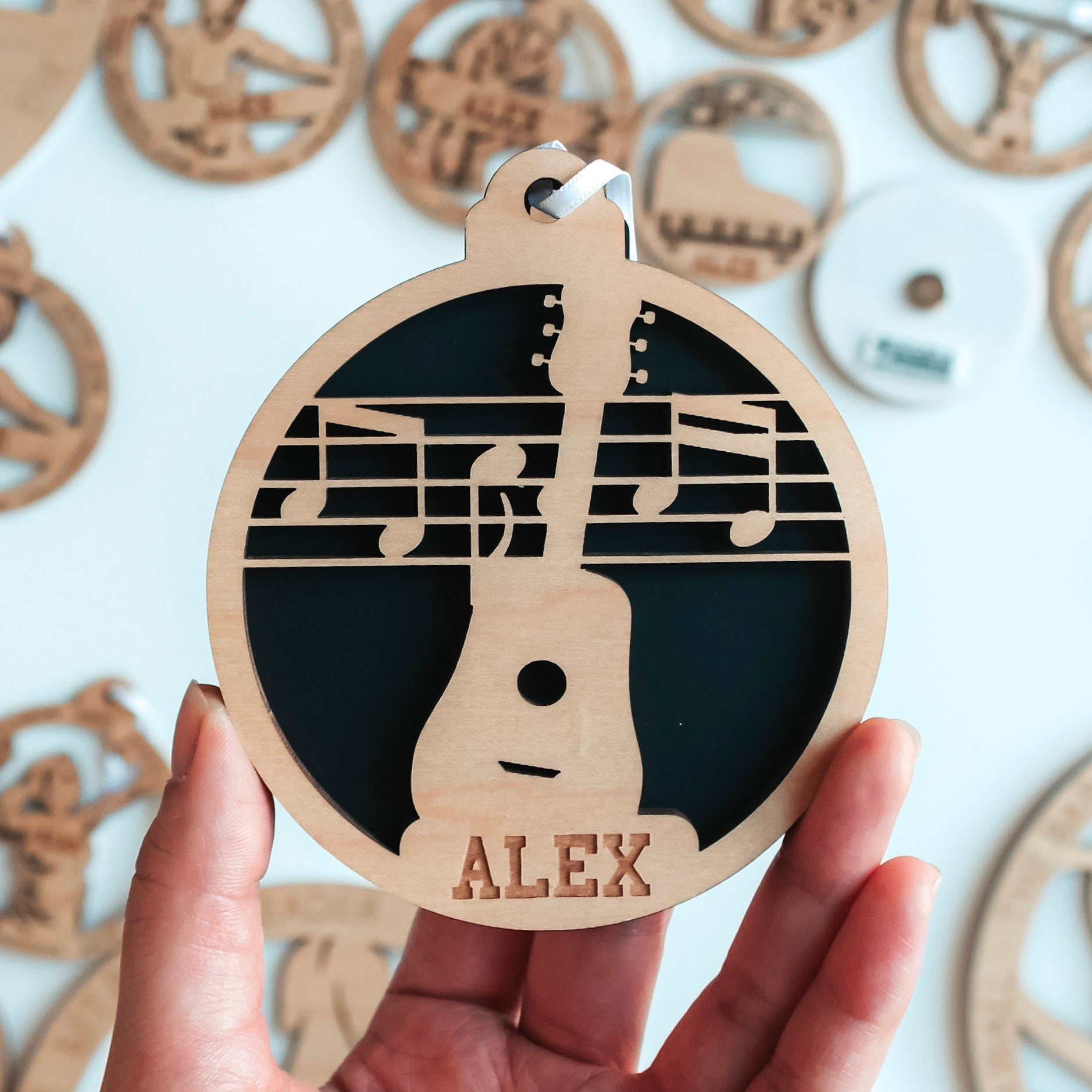 Personalized Instrument Ornaments (Piano, Guitar, and 13 Others)
