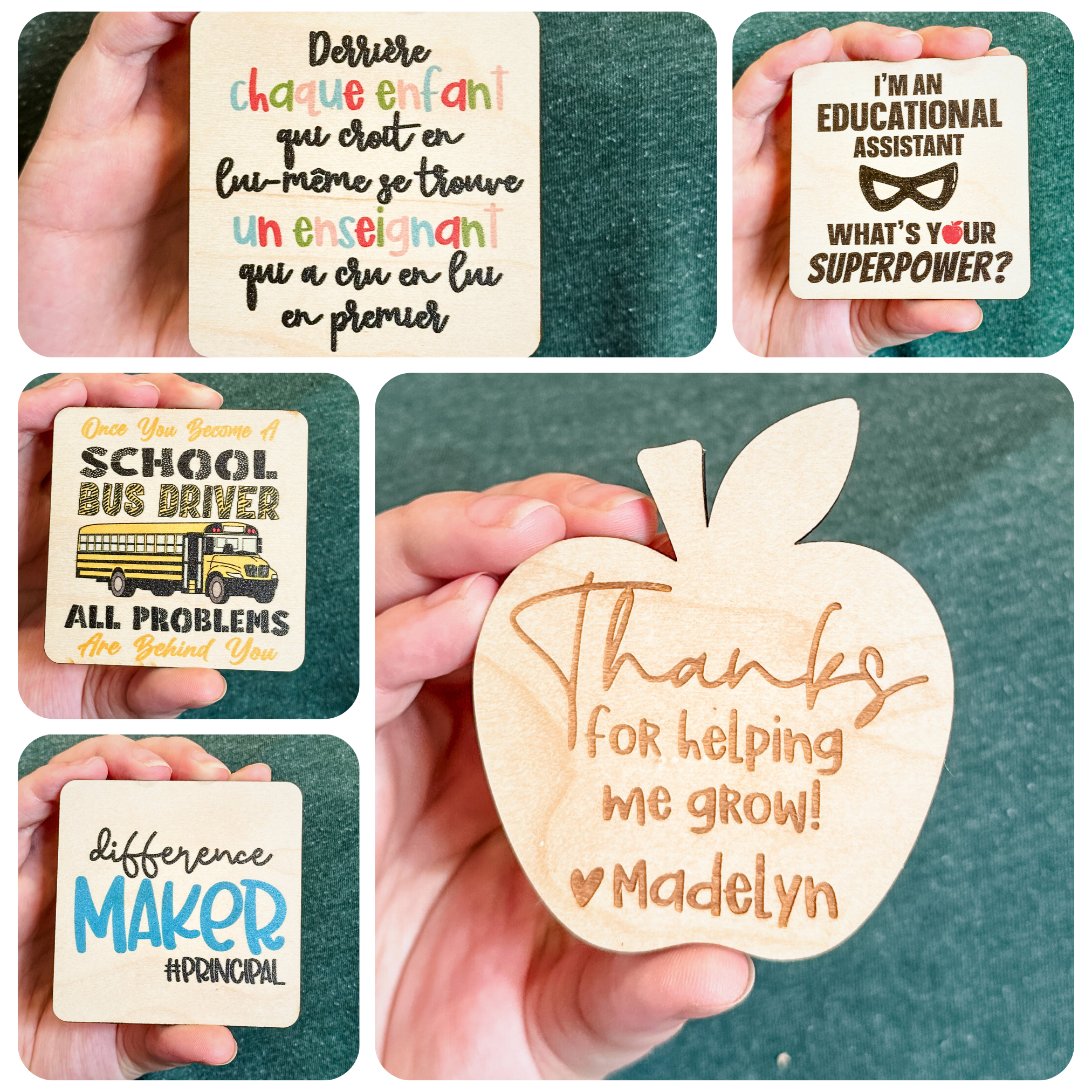 Teacher & Educator • Wood Magnet • For End of School Year / School Christmas Gifts