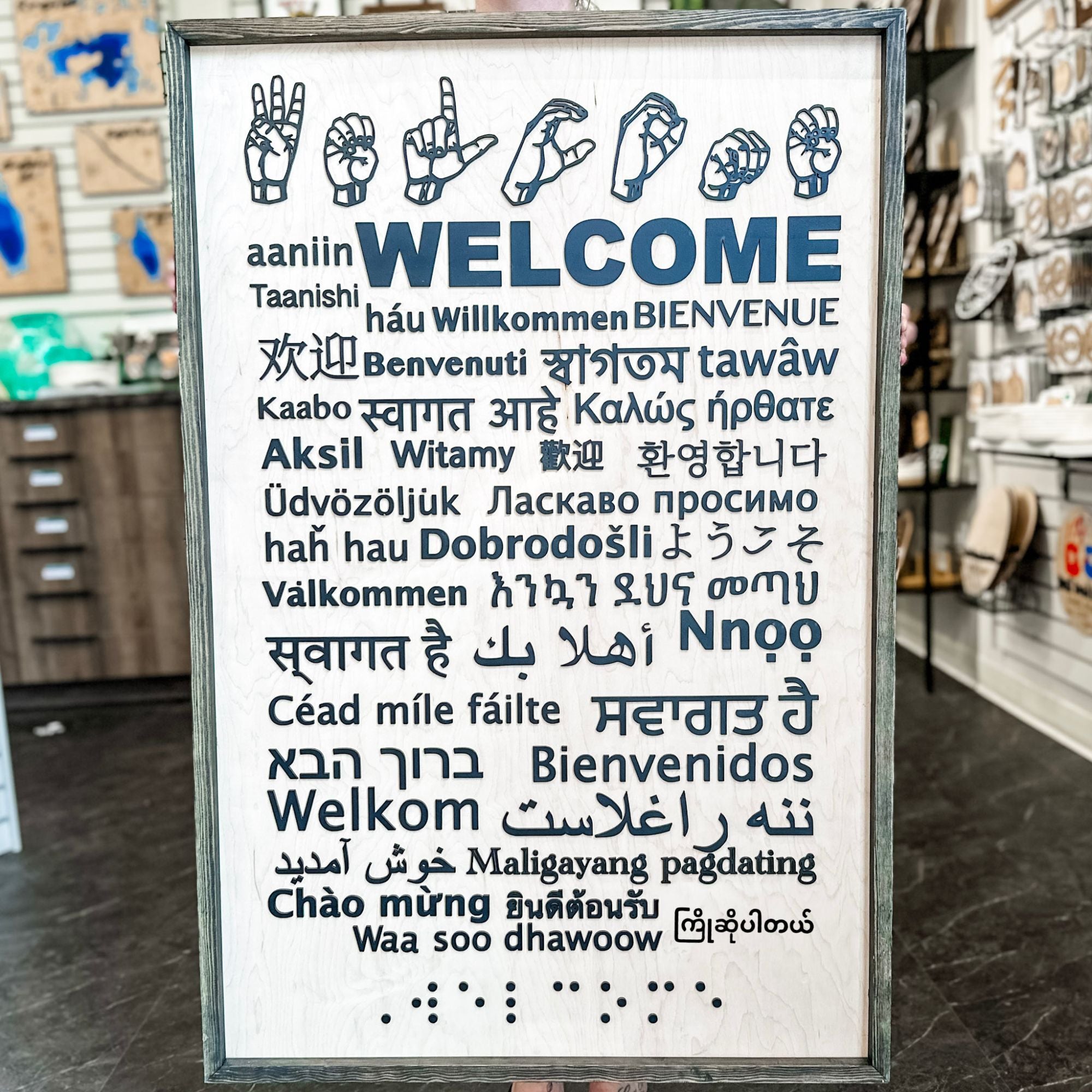 Welcome in 40 Languages Sign