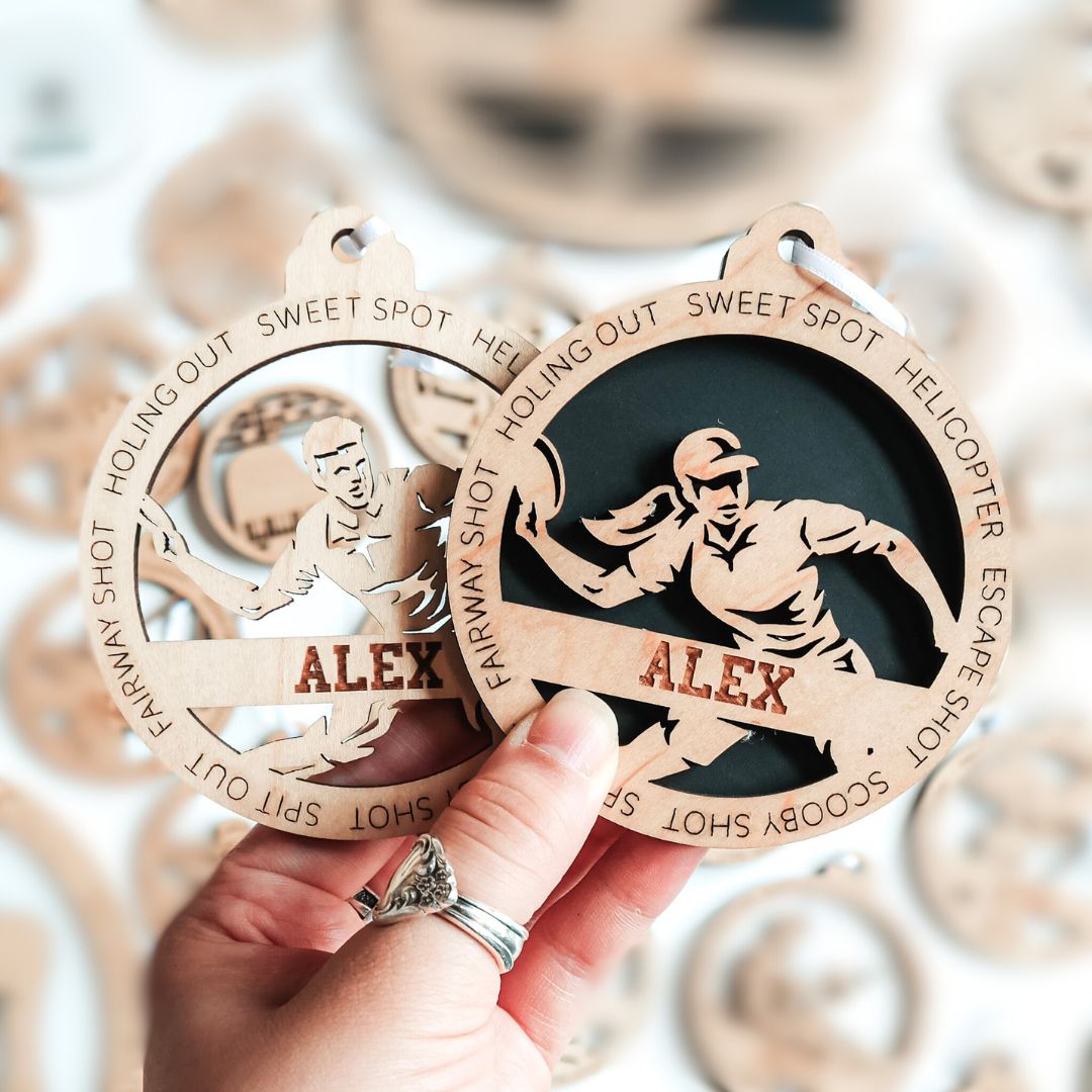 Personalized Disc Golf Collection • Ornament, Magnet, Medal, or Mini Sign