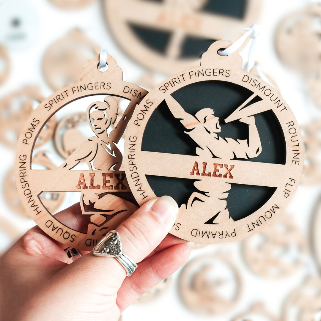 Personalized Cheer Collection • Ornament, Magnet, Medal, or Mini Sign