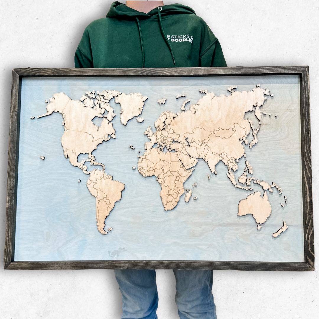 Personalized World Map • Premium Handcrafted Wood Sign