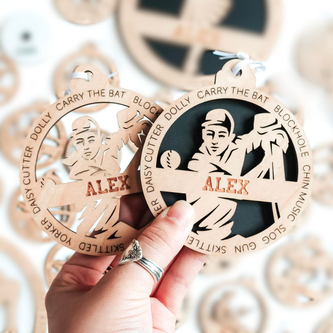 Personalized Cricket Collection • Ornament, Magnet, Medal, or Mini Sign