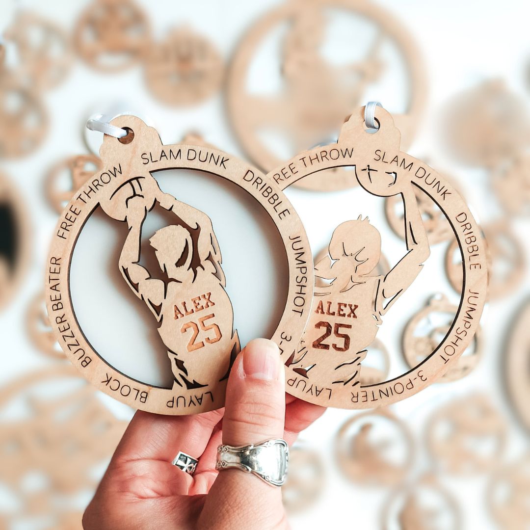 Personalized Basketball Collection • Ornament, Magnet, Medal, or Mini Sign