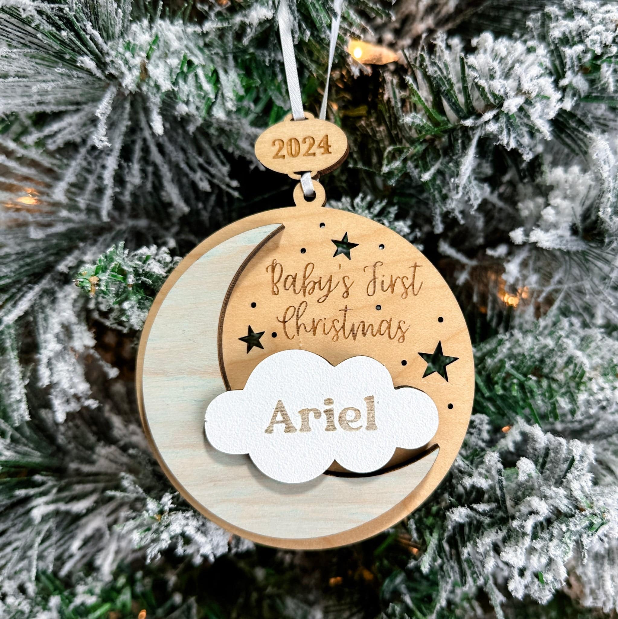 Baby's First Christmas • 3D Wood Ornament • For Newborns