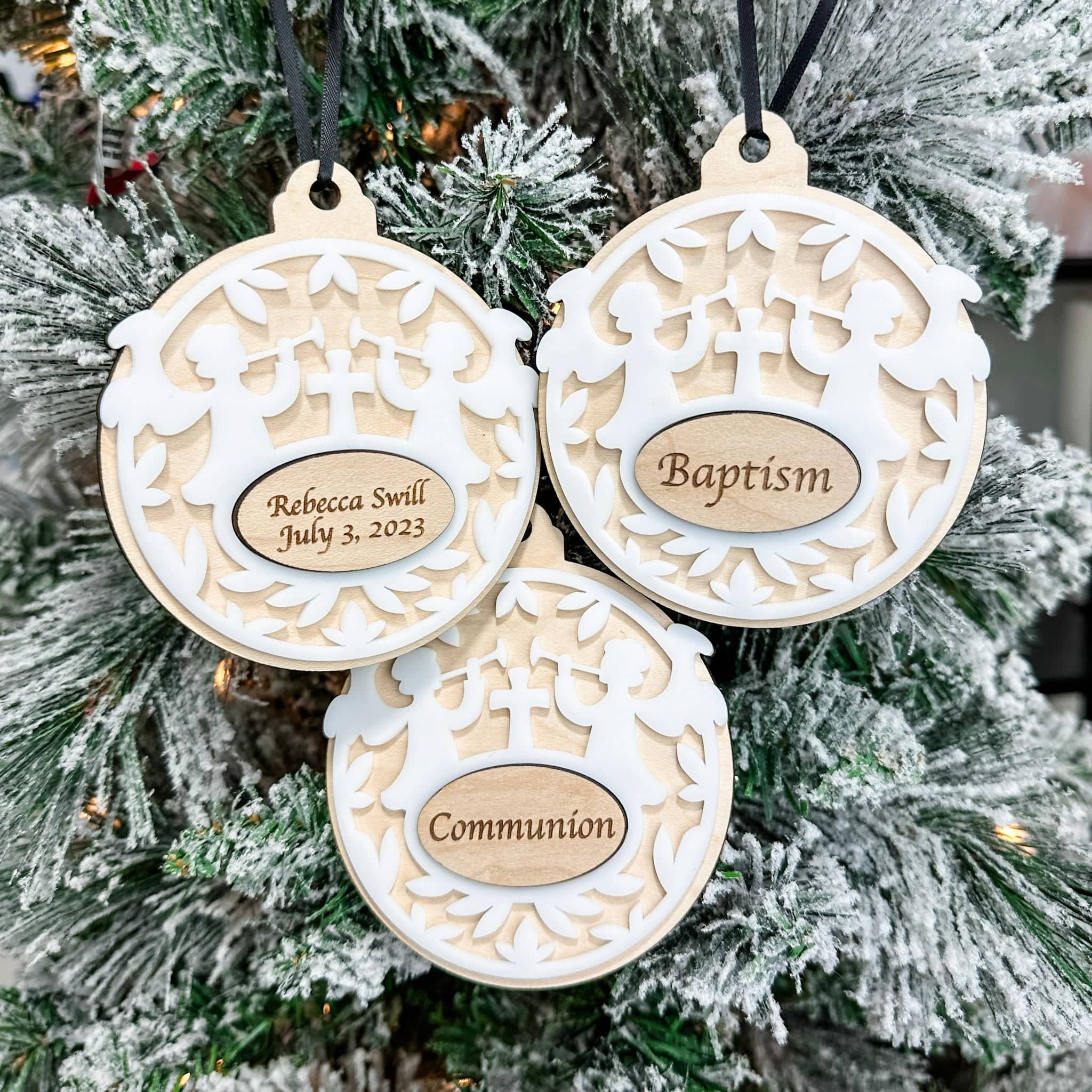 (Personalization Sold Out for Christmas) Faith Ornament • Personalized Wood Ornament • For Baptism, Communion, or Dedication