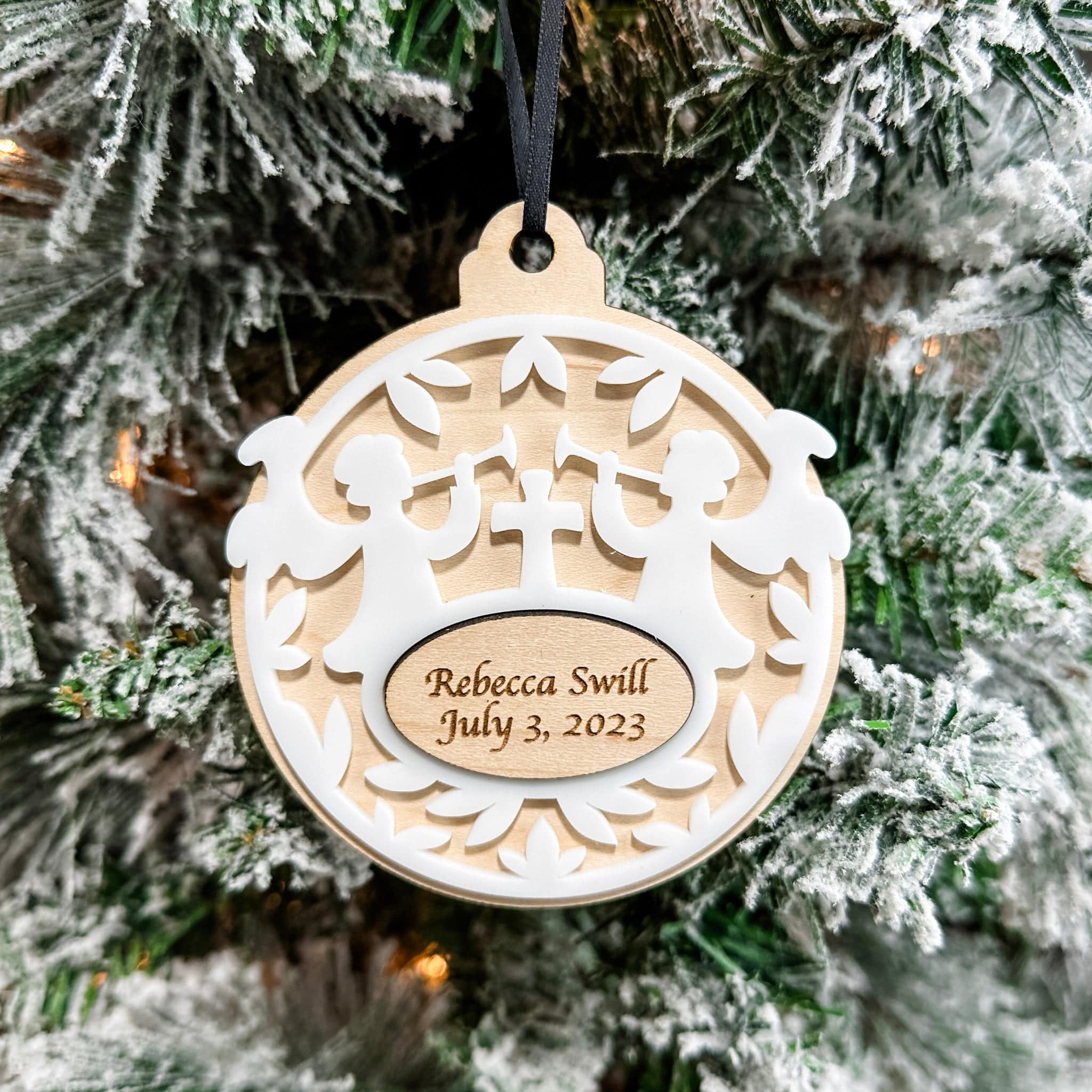 (Personalization Sold Out for Christmas) Faith Ornament • Personalized Wood Ornament • For Baptism, Communion, or Dedication