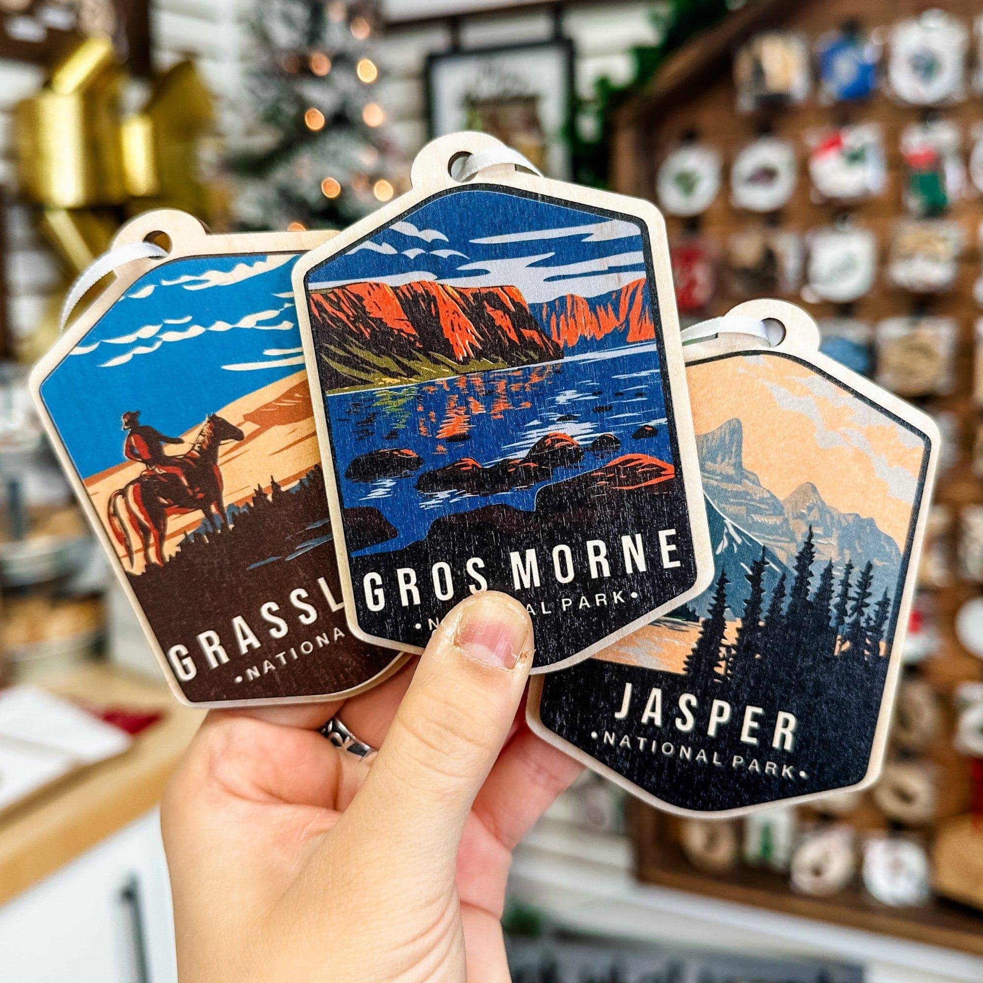 Canadian National Parks • Wood Ornament or Magnet • Souvenirs & Canadian Travel Gifts