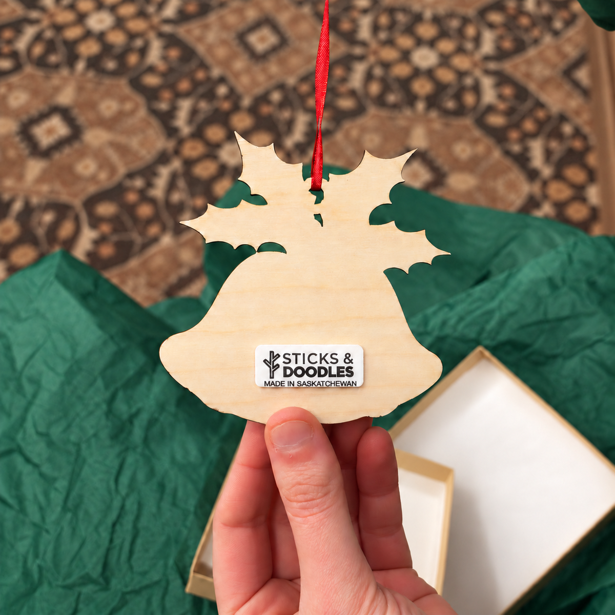 Bells & Holly Ornament