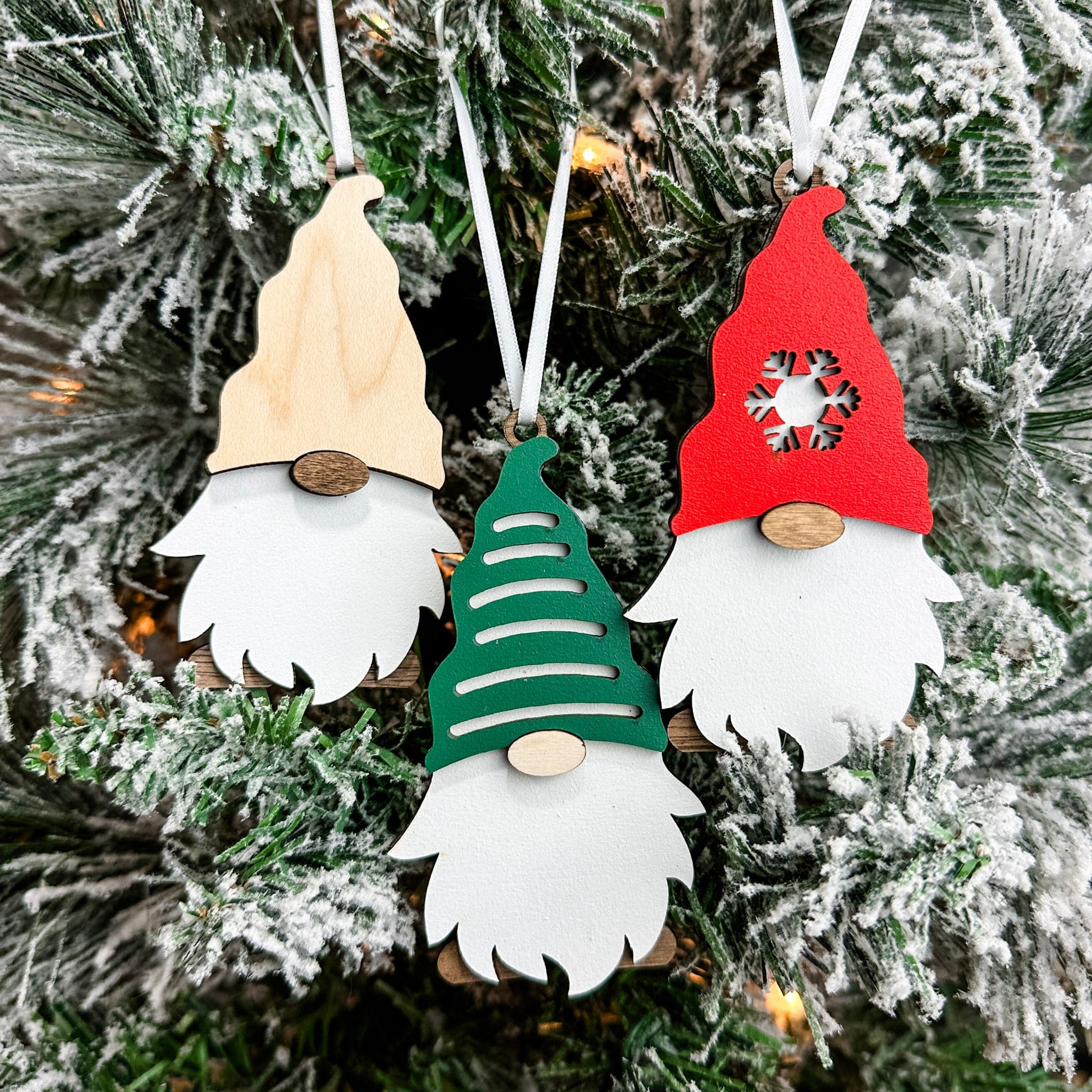Christmas Gnomes • 3D Wood Ornament • For Gnome Lovers