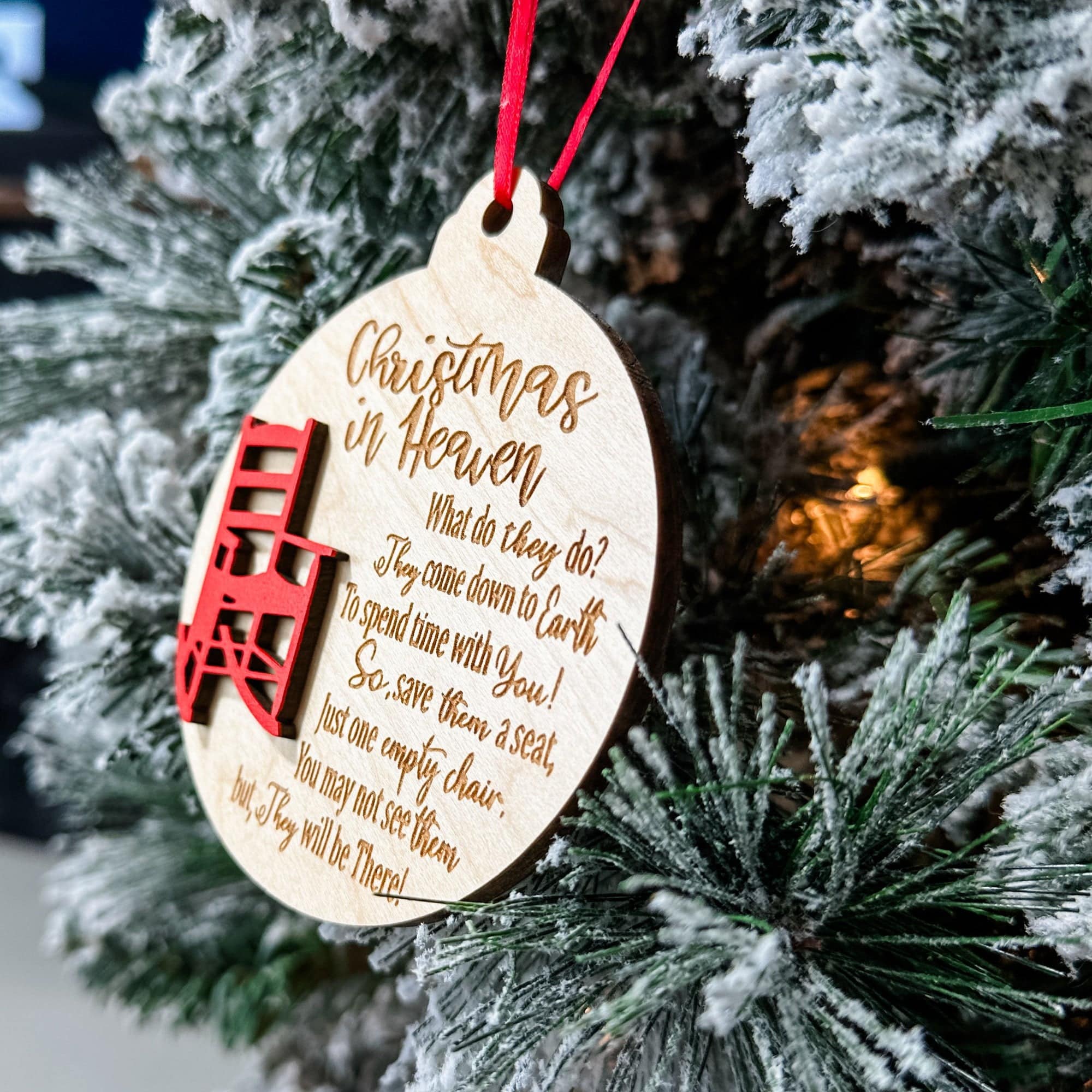 Christmas in Heaven • 3D Wood Ornament • For Grief & Loss