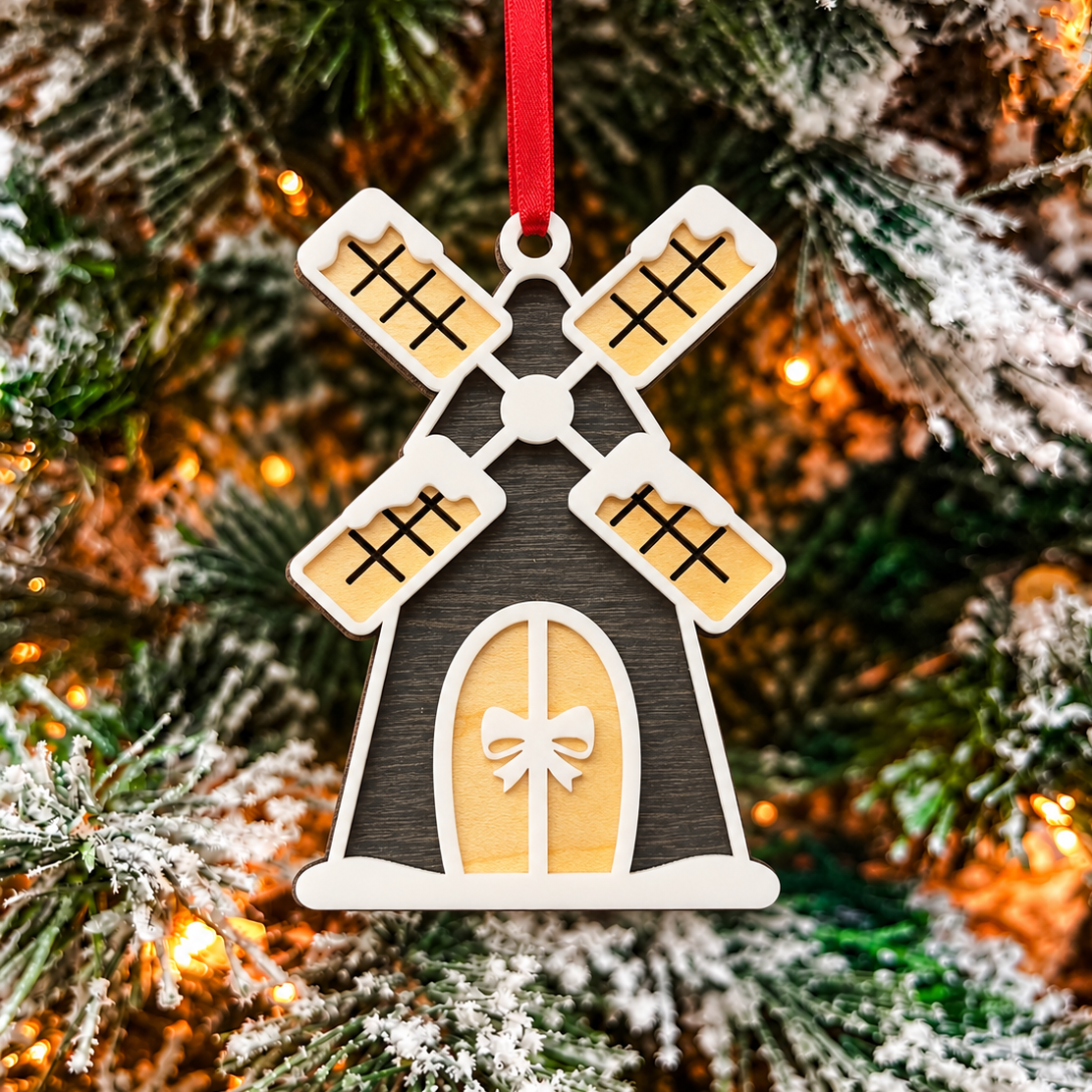 Snowy Windmill Ornament