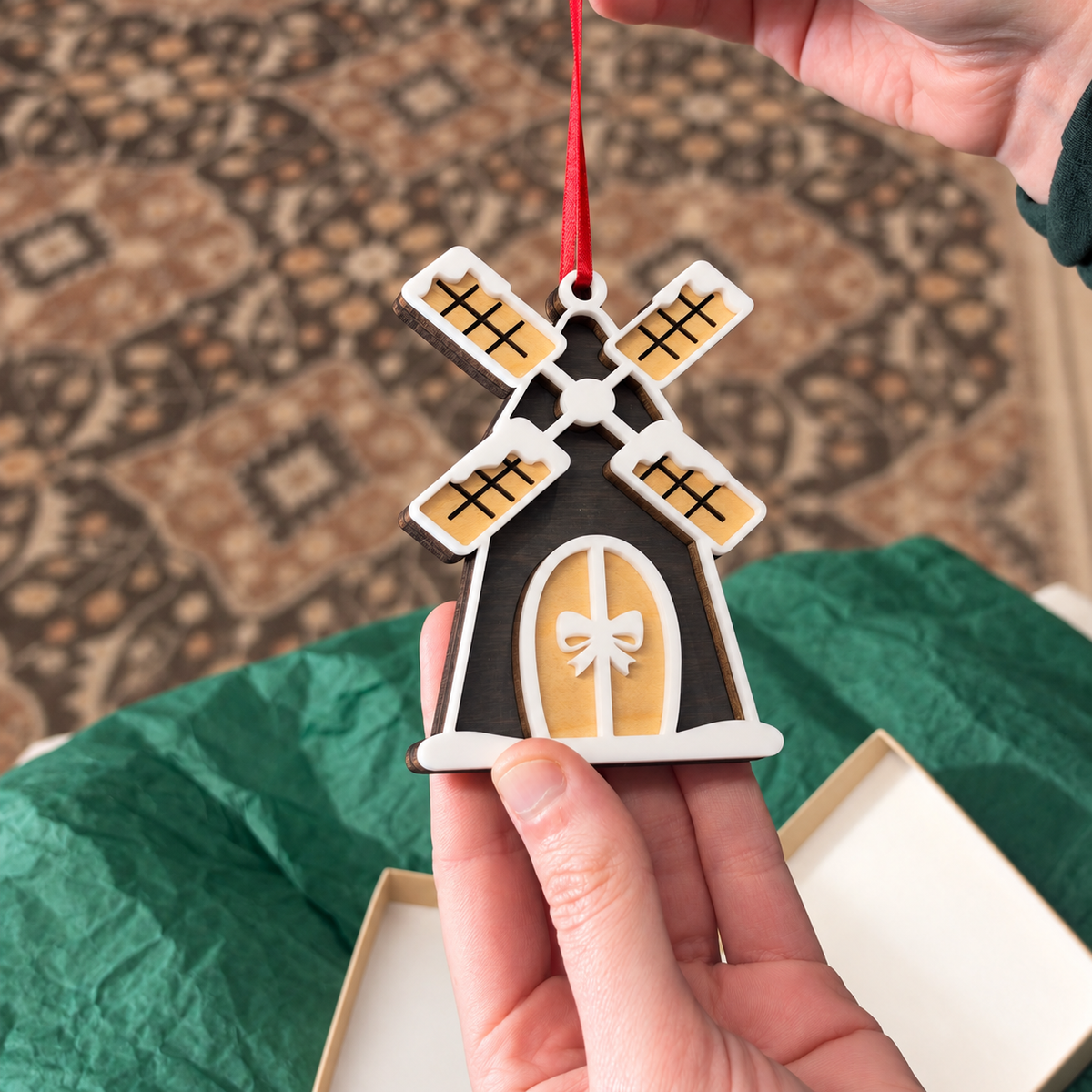 Snowy Windmill Ornament