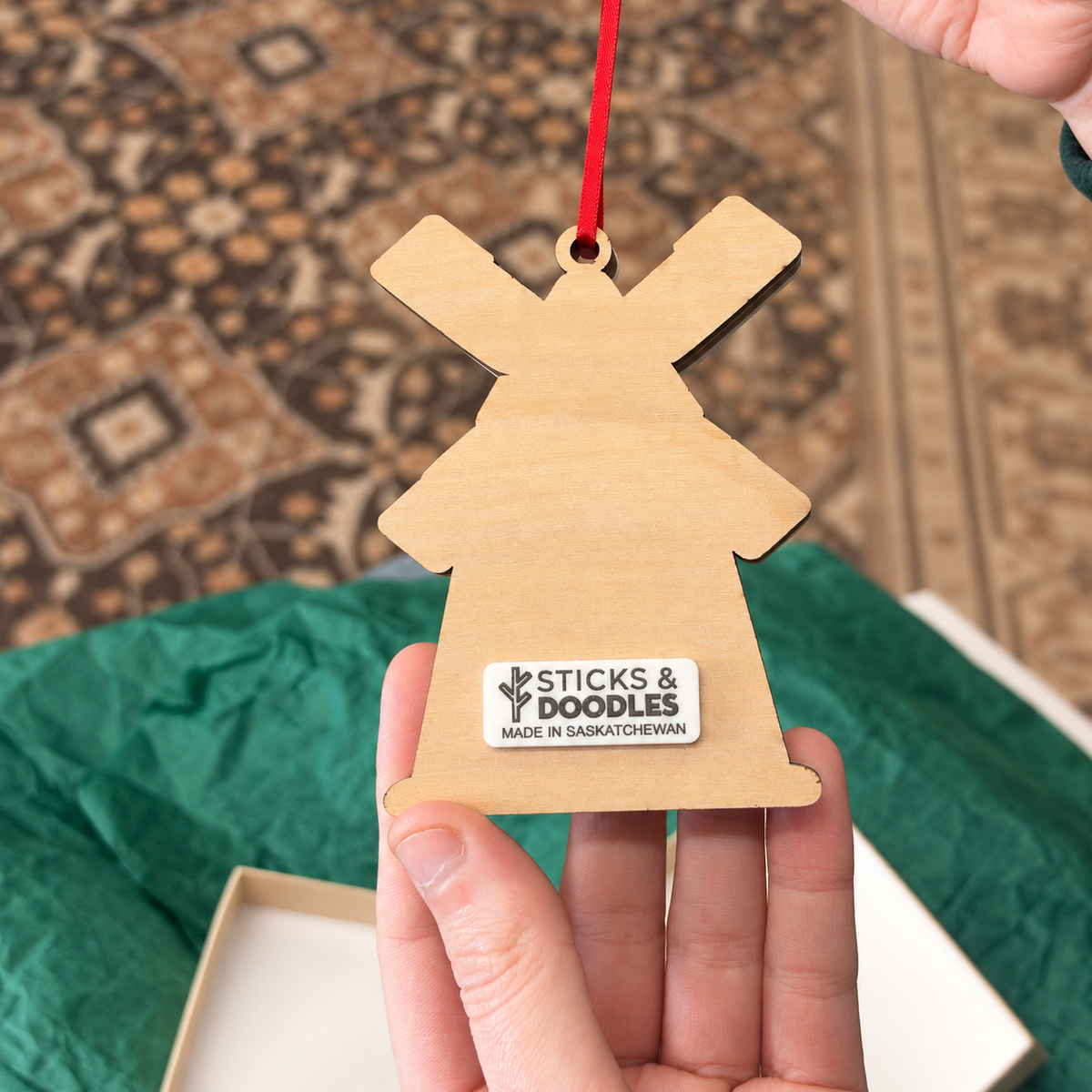 Snowy Windmill Ornament