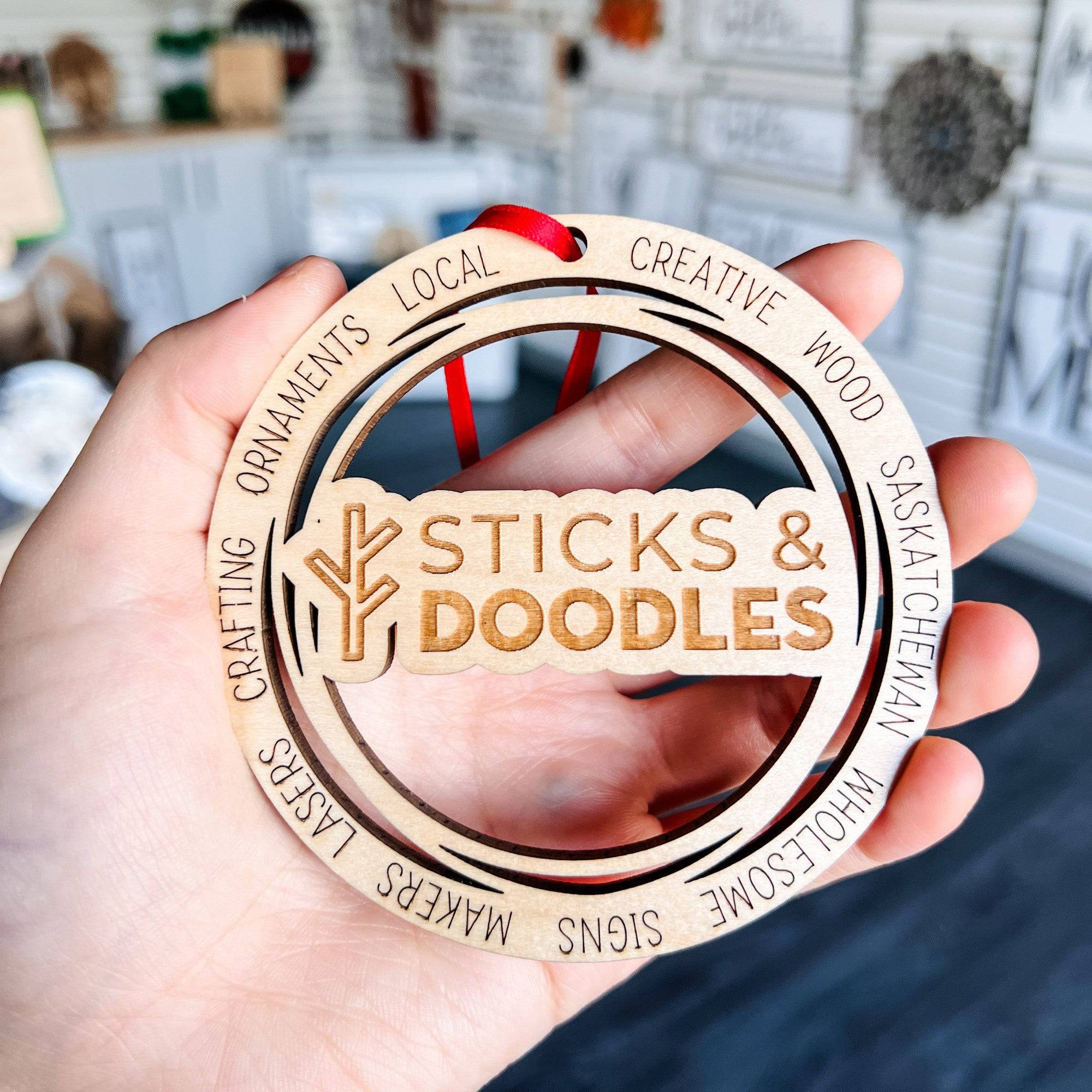 Descriptive Logo Ornaments • Custom Wood Ornaments • Staff & Customer Gifts