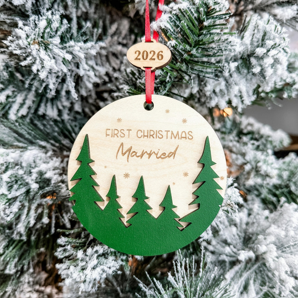 Assorted First Christmas Ornaments – Includes Married, as a Grandparent, and more.