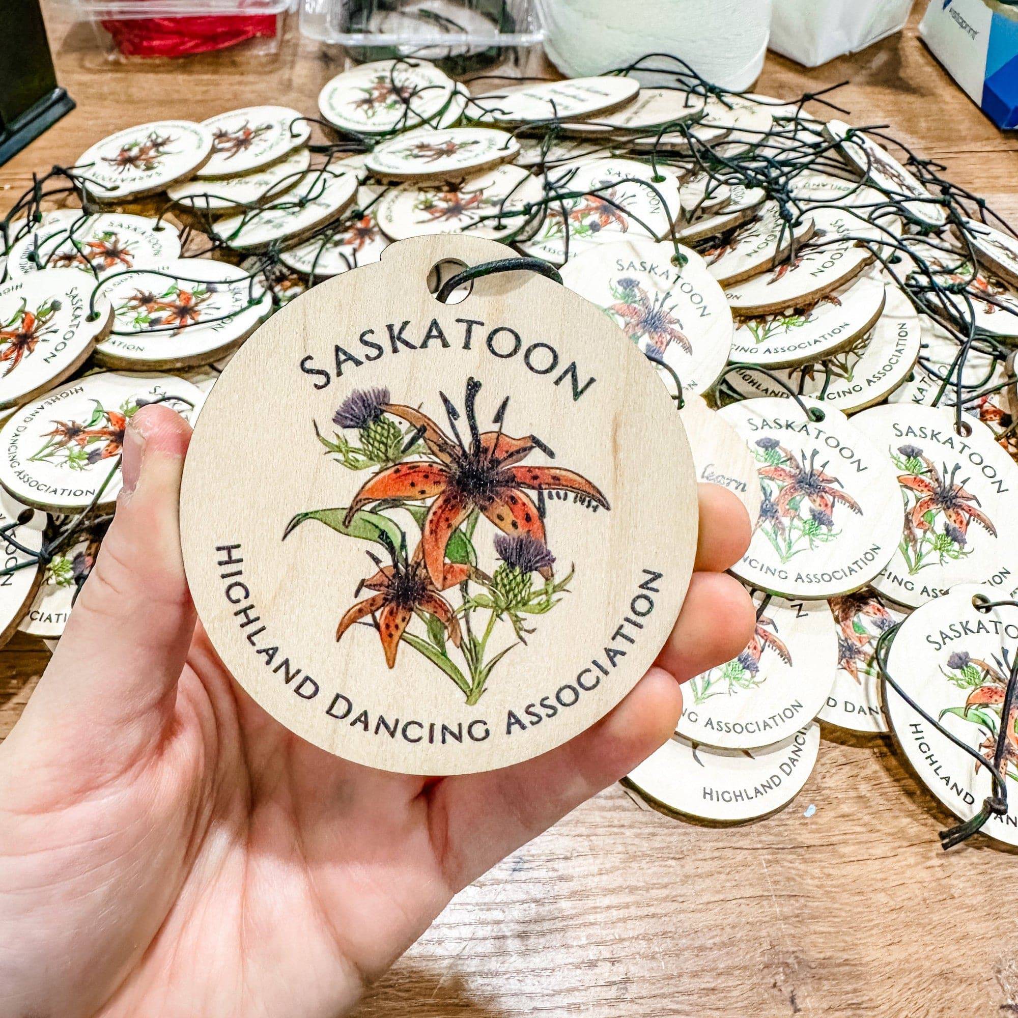 Printed Logo Ornaments • Custom Wood or Acrylic Ornaments • Group Order for Staff & Customer Gifts