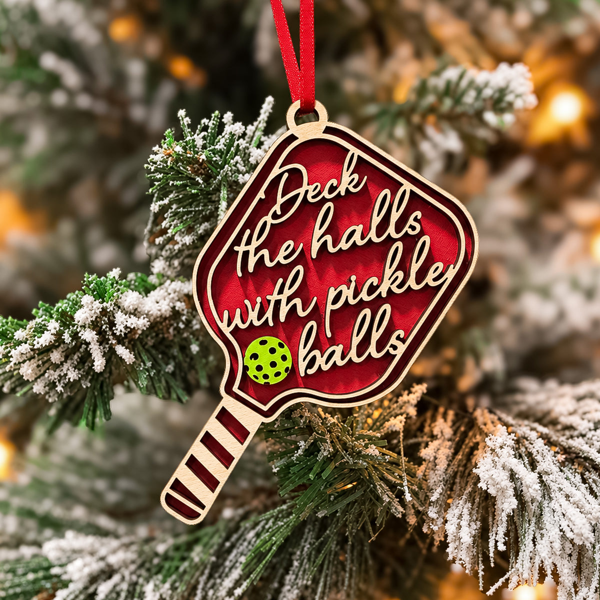 Deck the Halls with Pickleballs Ornament