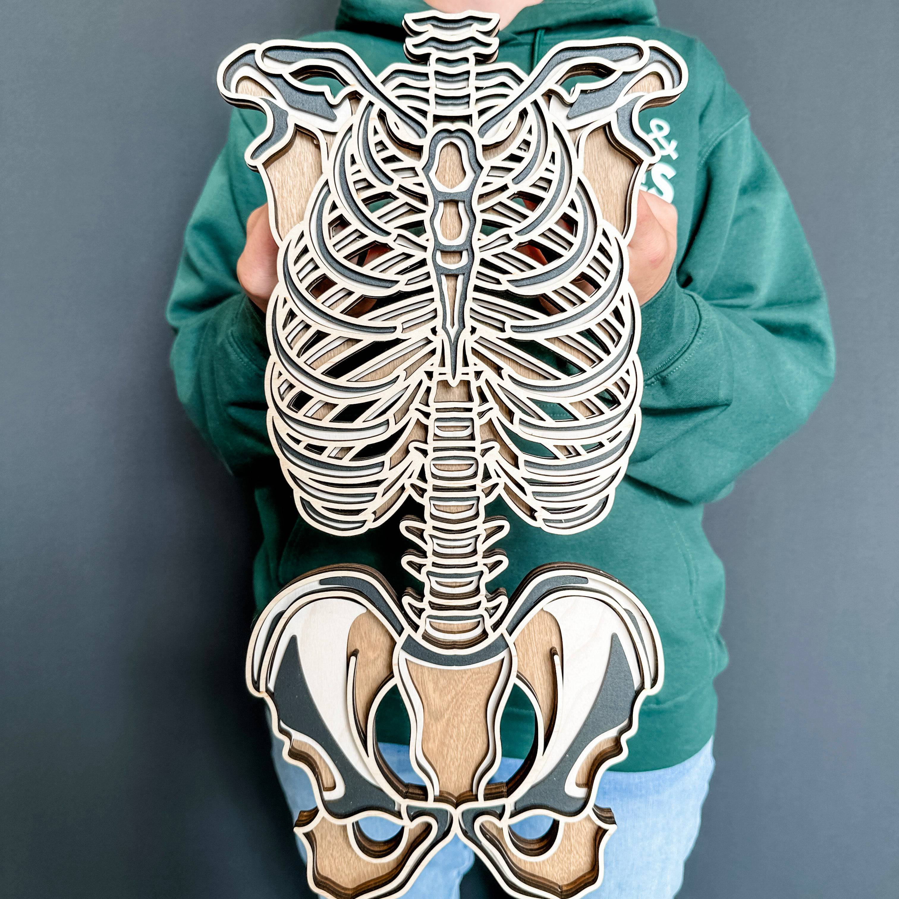 Skeletal Torso • Layered Wood Artwork • Halloween, Gothic & Anatomical Decor