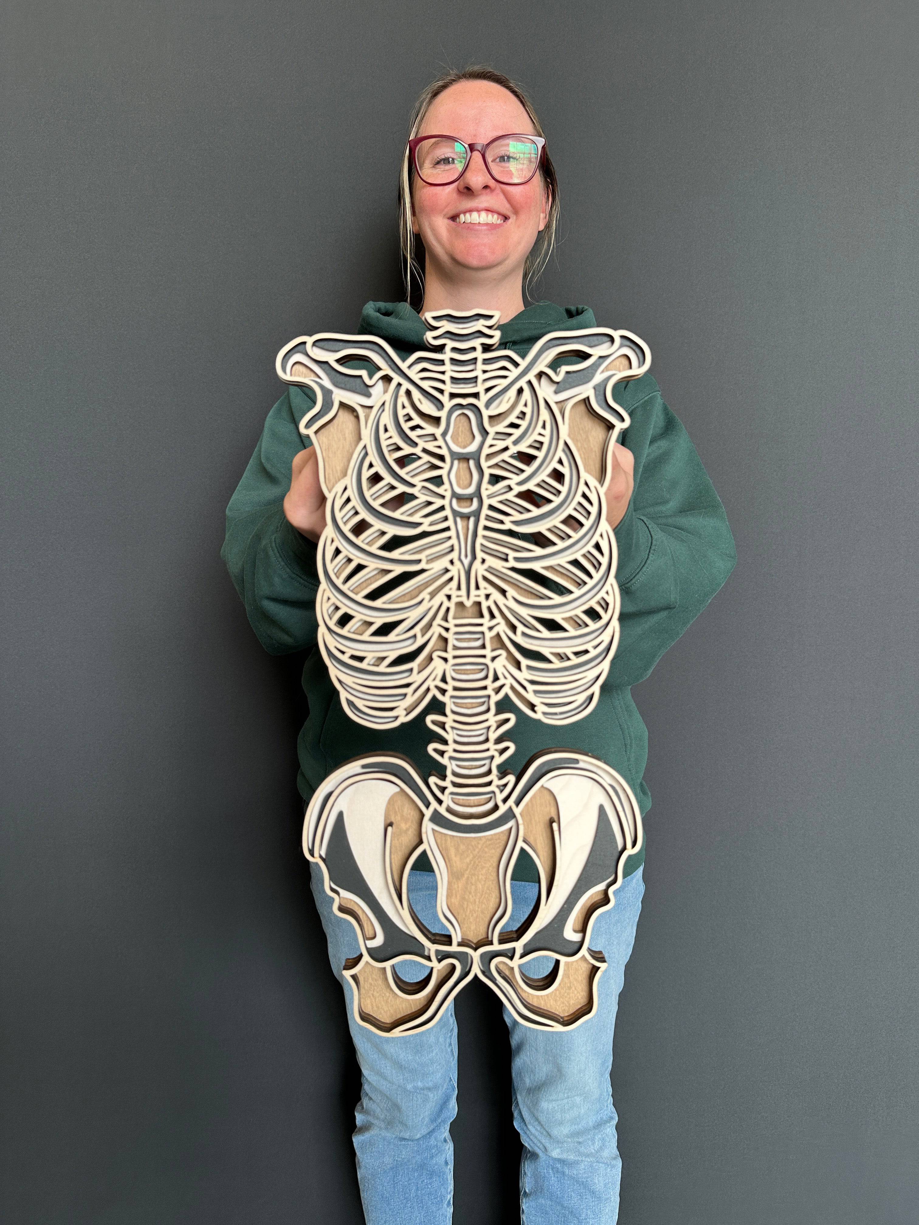 Skeletal Torso • Layered Wood Artwork • Halloween, Gothic & Anatomical Decor