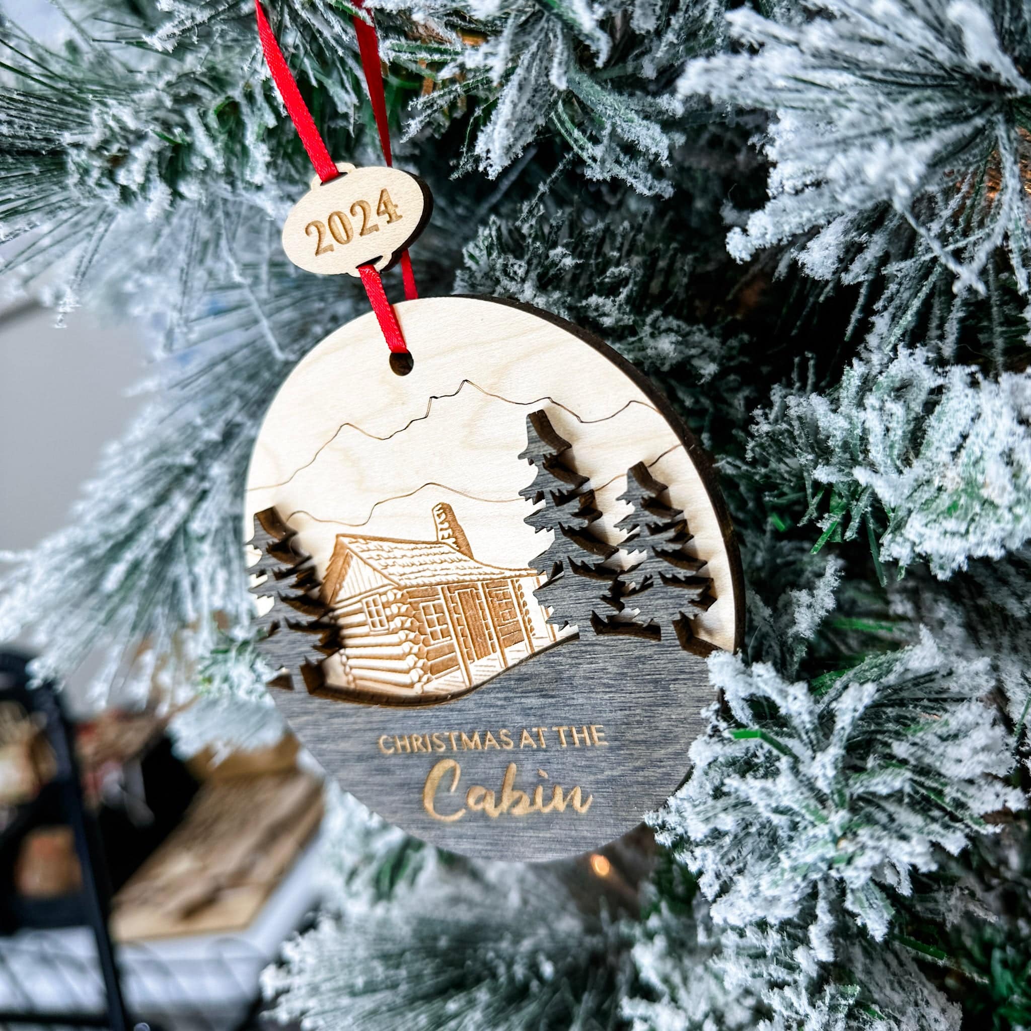 Christmas at the Cabin • 3D Wood Ornament