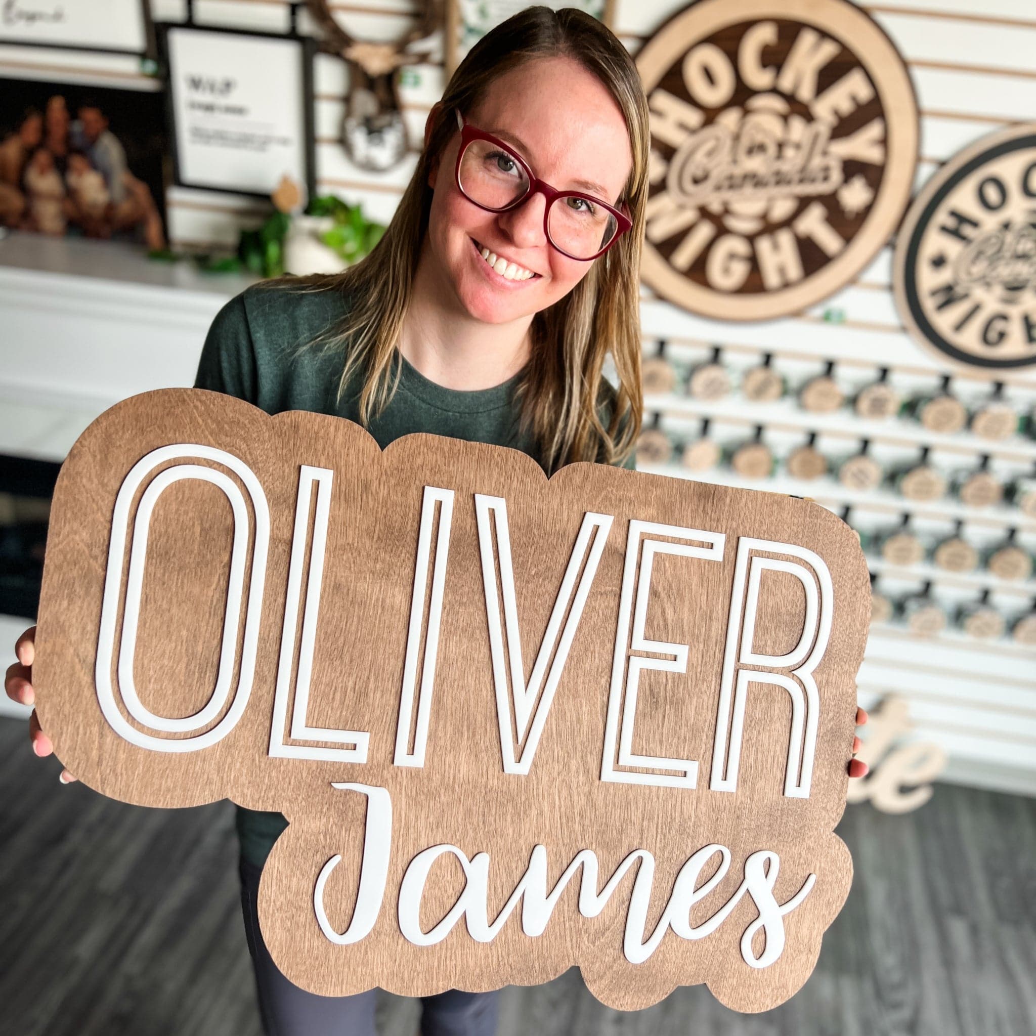 Floating Wood Nursery Name Sign - Sticks & Doodles