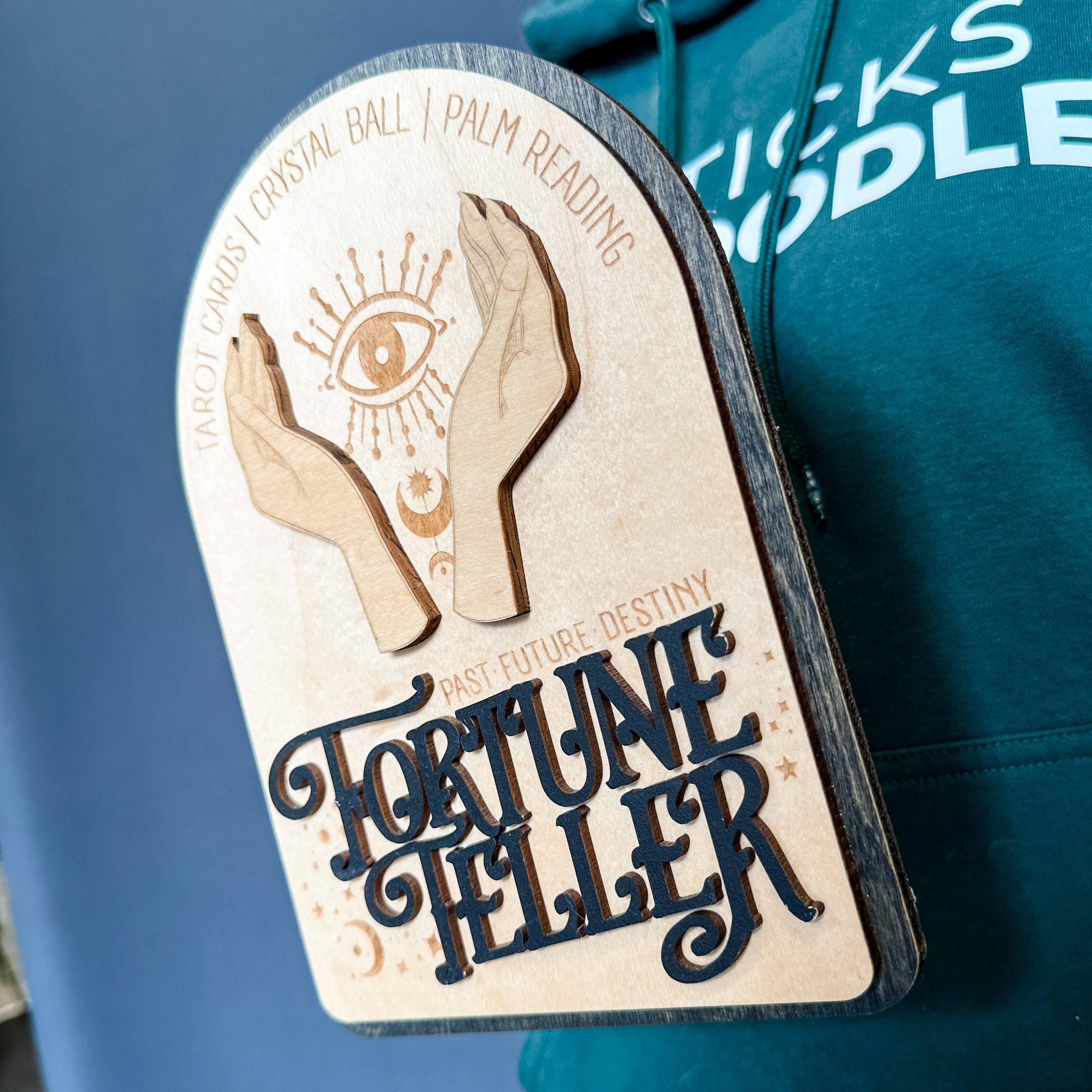 Fortune Teller • Layered Wooden Mini Sign • For Halloween & Occult Decor