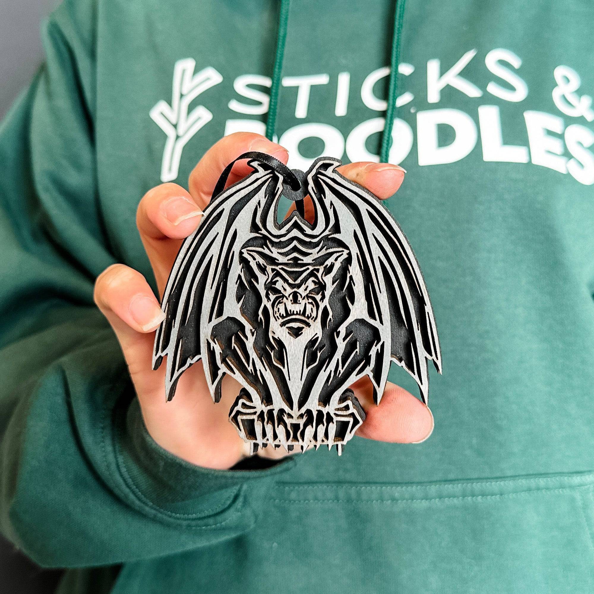 Guardian Gargoyle • Layered Wooden Ornament • For Gothic Decor & Halloween