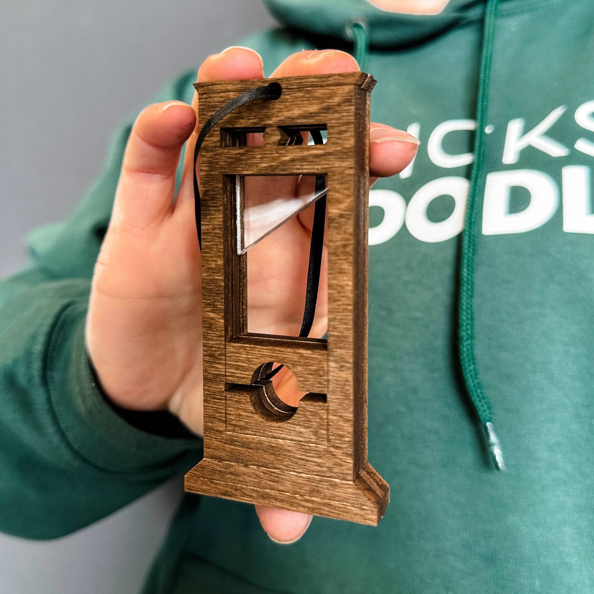 Grim Guillotine • Layered Wood & Acrylic Ornament • For Halloween & Gothic Decor