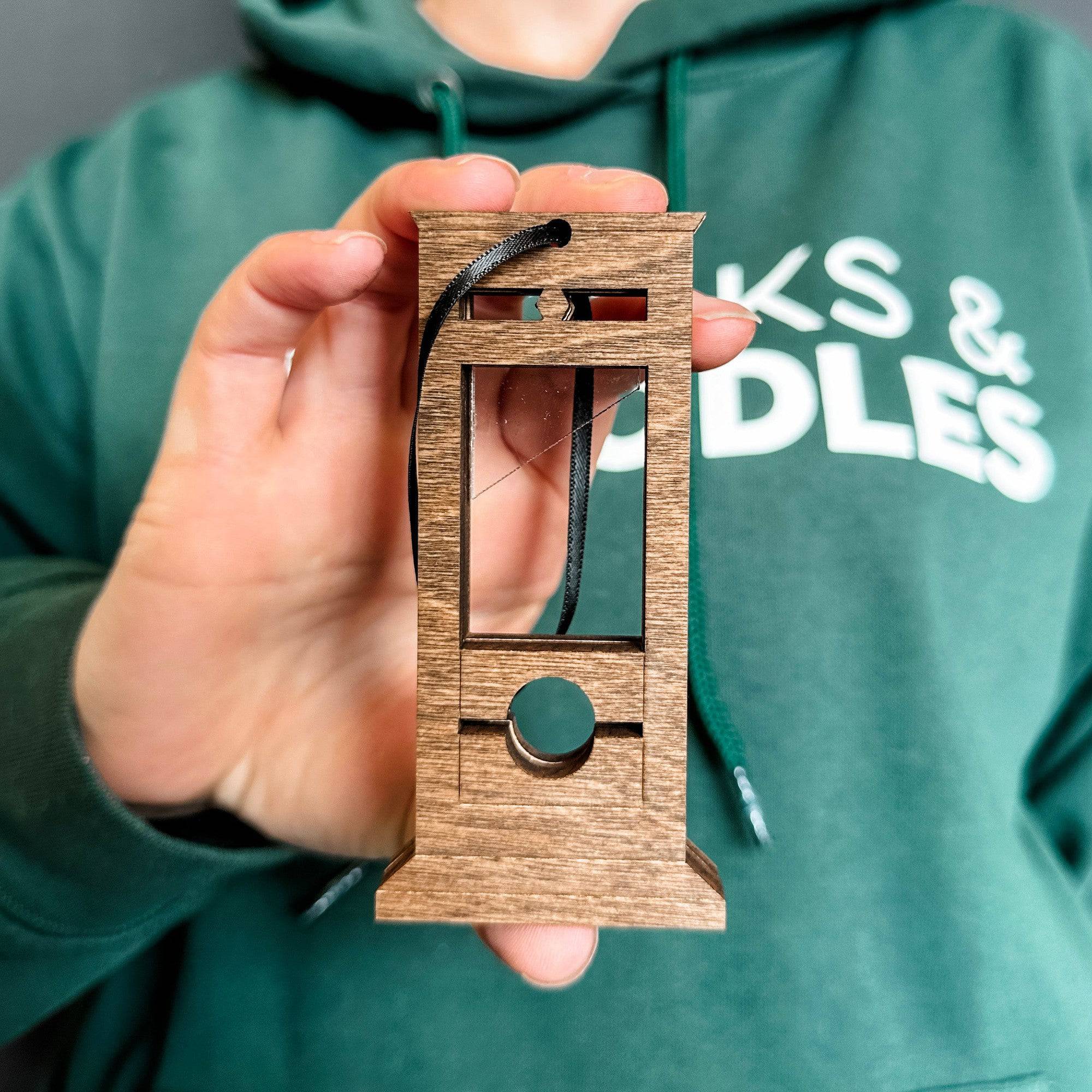 Grim Guillotine • Layered Wood & Acrylic Ornament • For Halloween & Gothic Decor