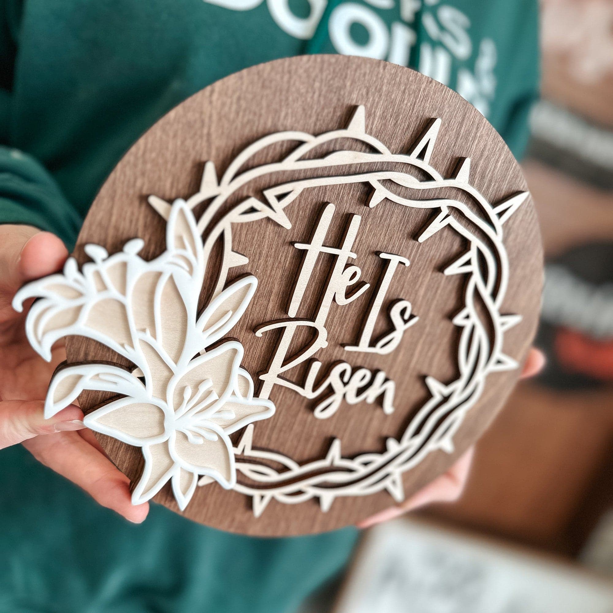 He is Risen Easter Lily Mini Sign