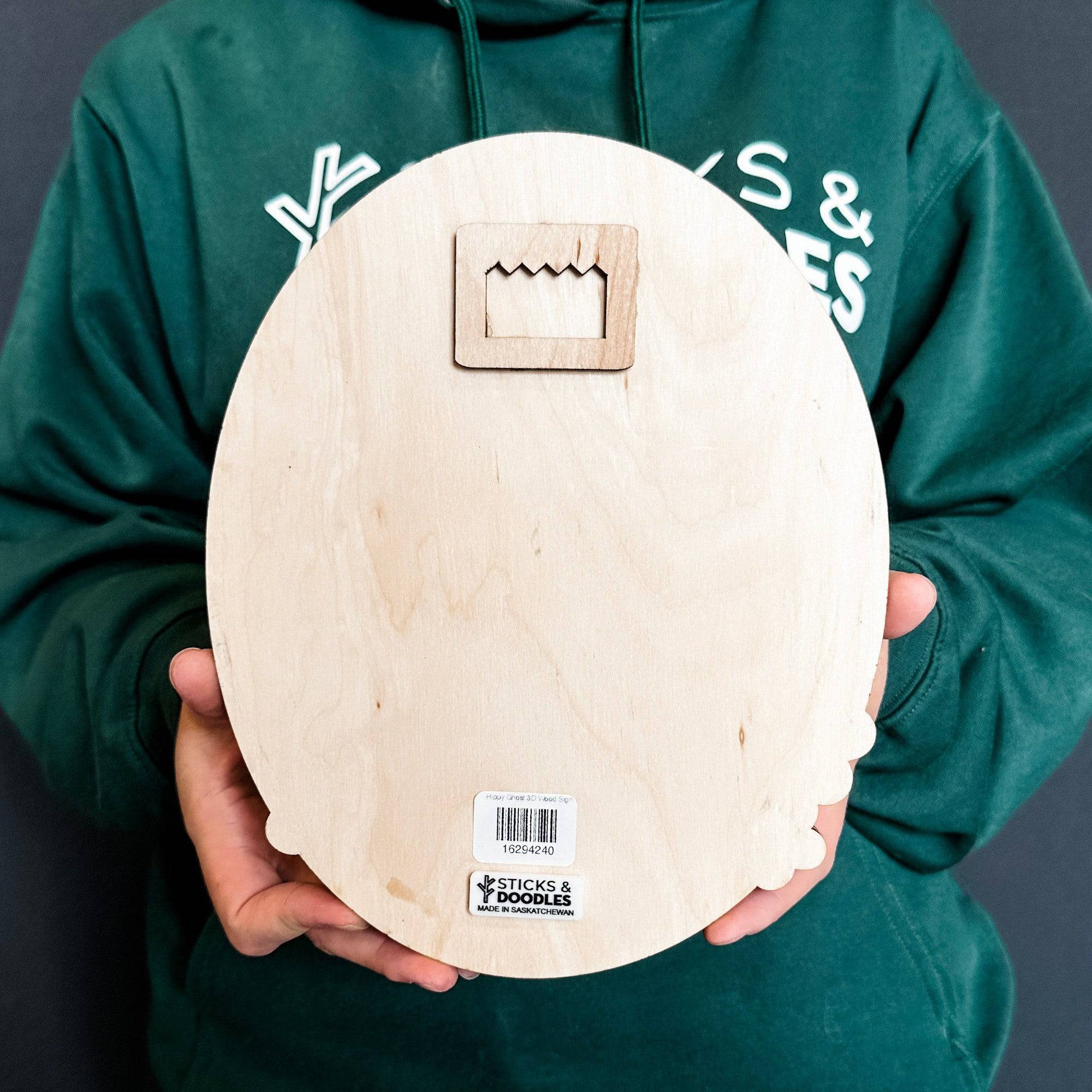 Hippie Ghost • Layered Wood Ornament or Mini Sign • For Halloween