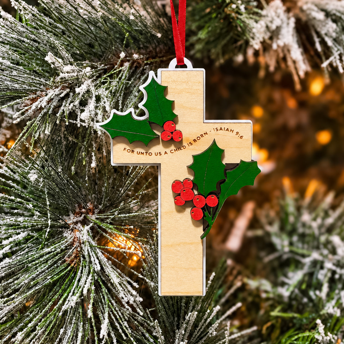 Holly Cross Ornament