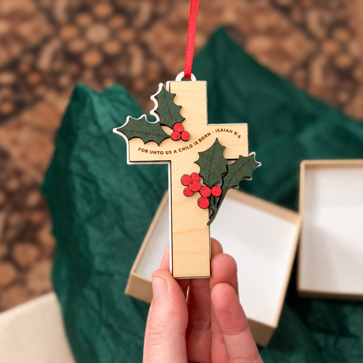 Holly Cross Ornament