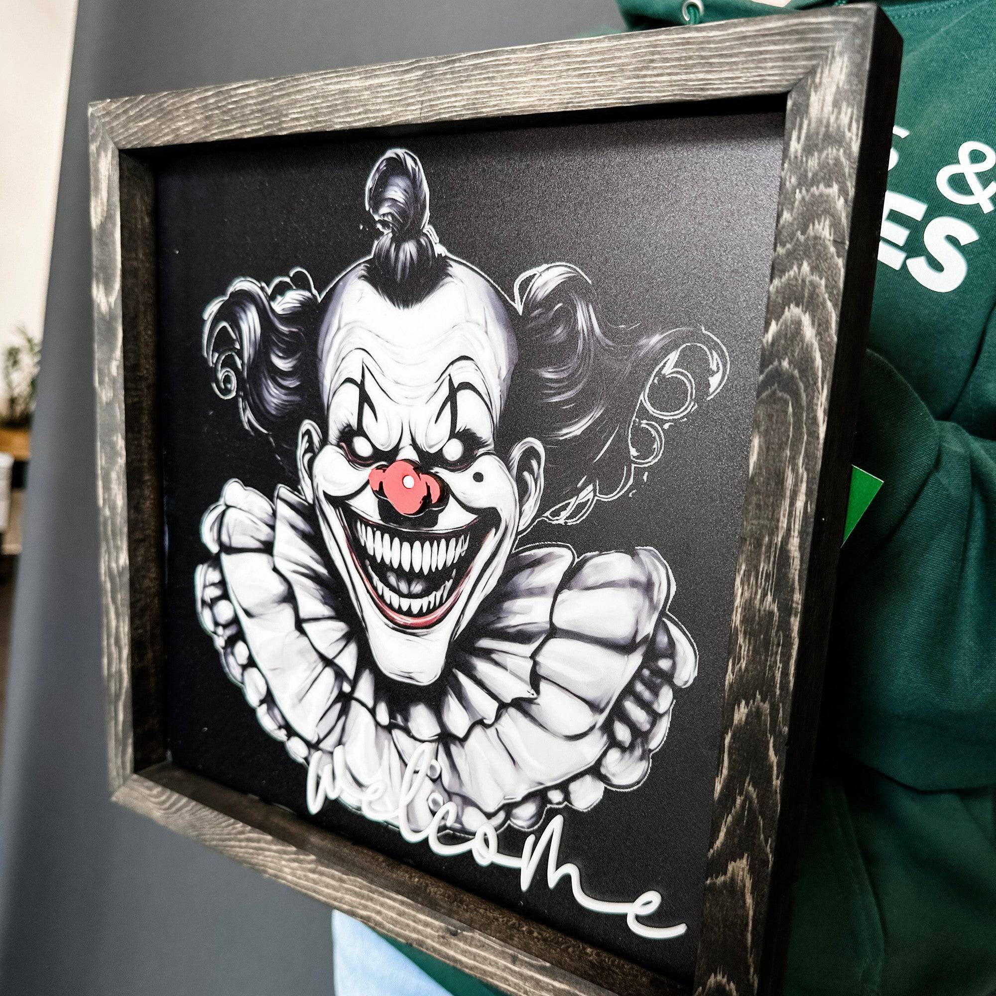 Horror Clown • Acrylic Ornament or Sign • For Halloween Decorations