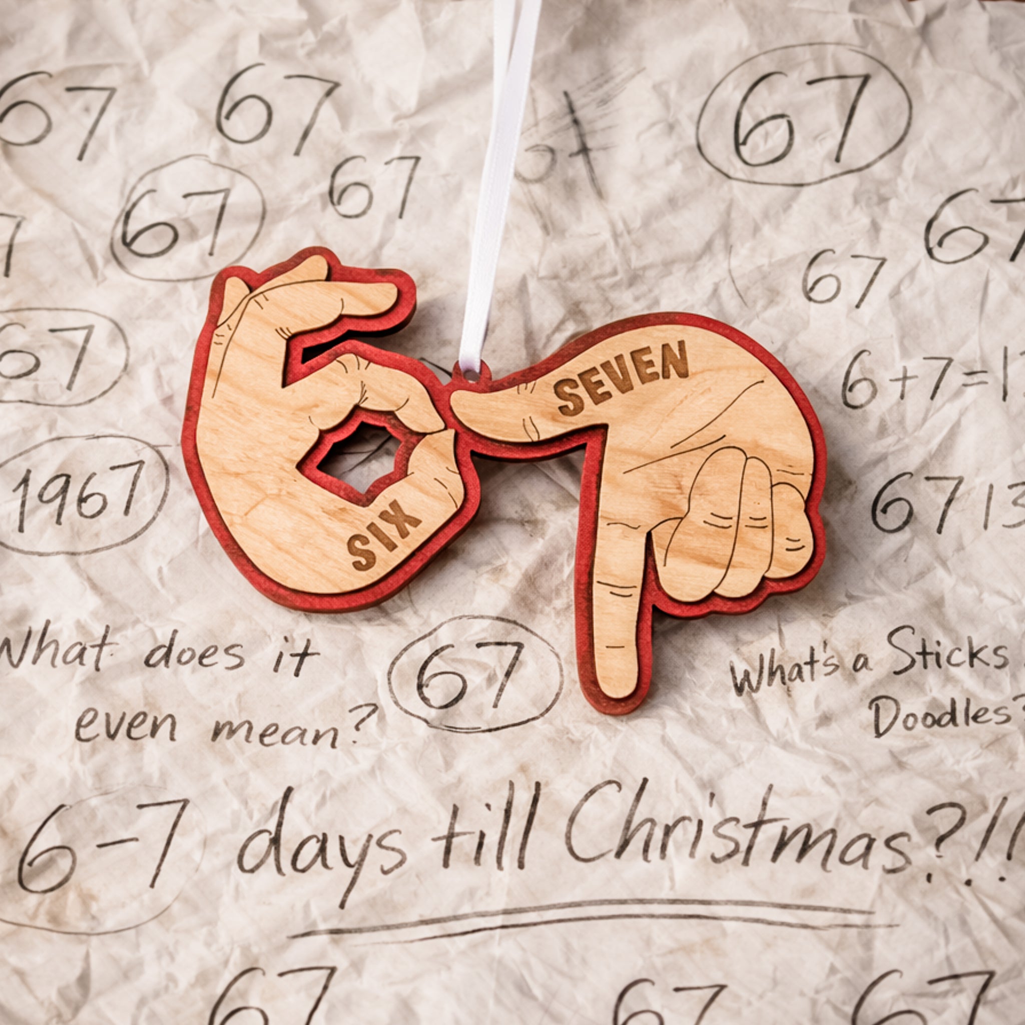 67 Hands • 3D Wood Ornament • For Gen Z & Gen Alpha