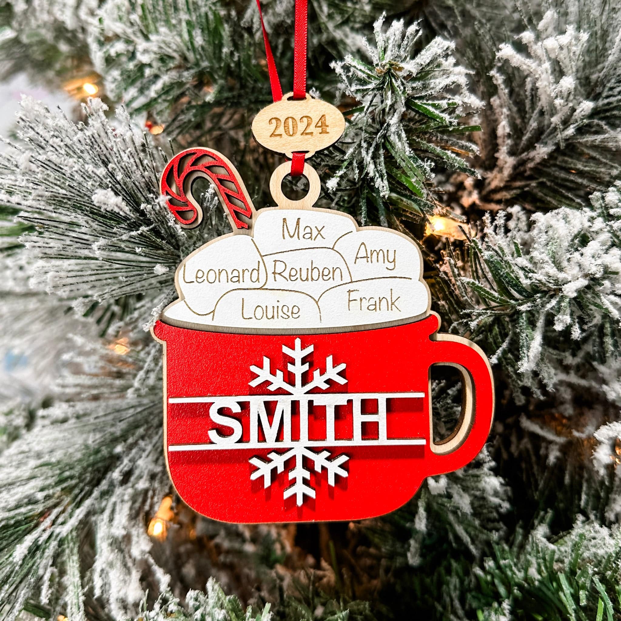 Marshmallow Family • Personalized 3D Wood Ornament • For Family & Friends