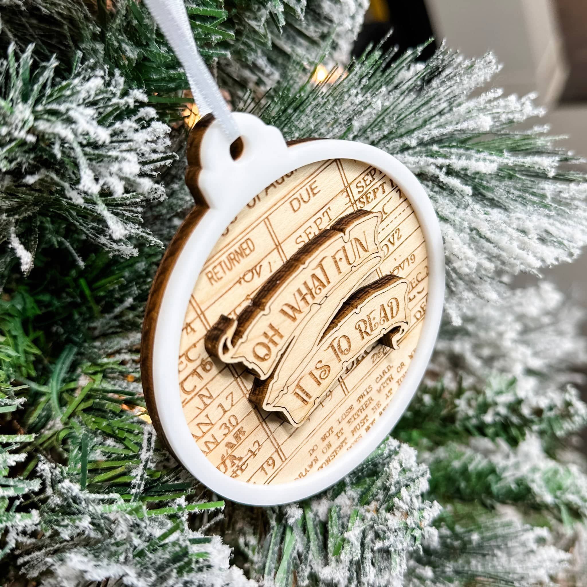 Oh What Fun it is to Read • 3D Wood & Acrylic Ornament