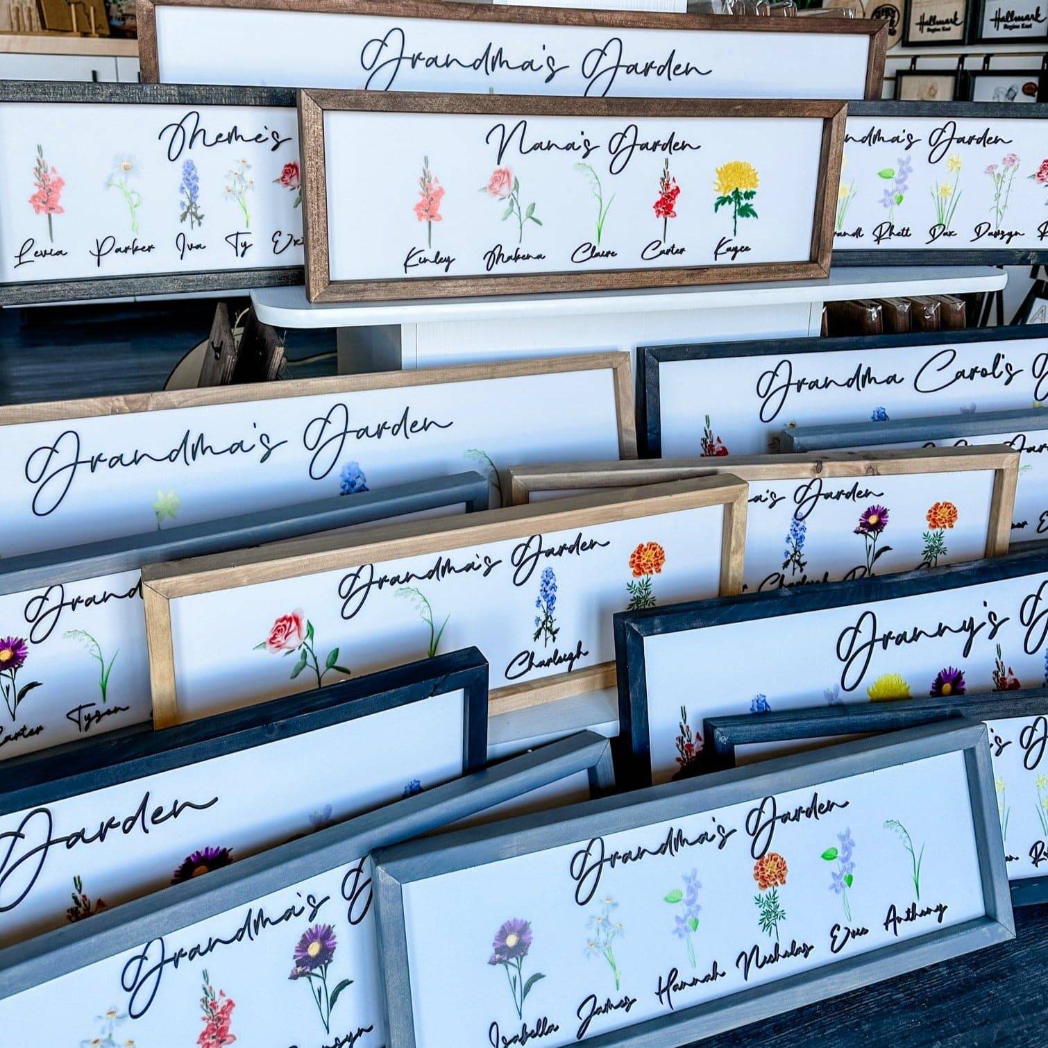 Personalized Birth Flower Artwork (The Grandma's Garden) - Sticks & Doodles