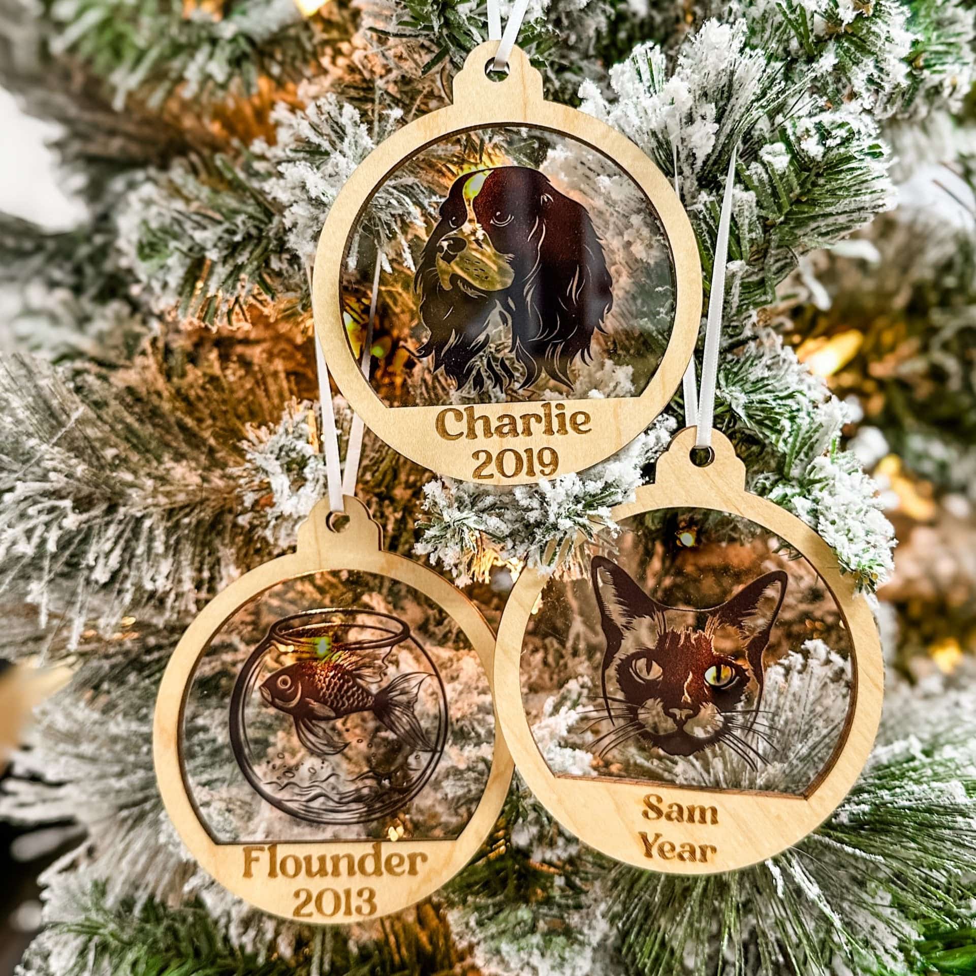 Personalized Pet / Breed • 3D Wood & Acrylic Ornaments (Choose from Over 90!)