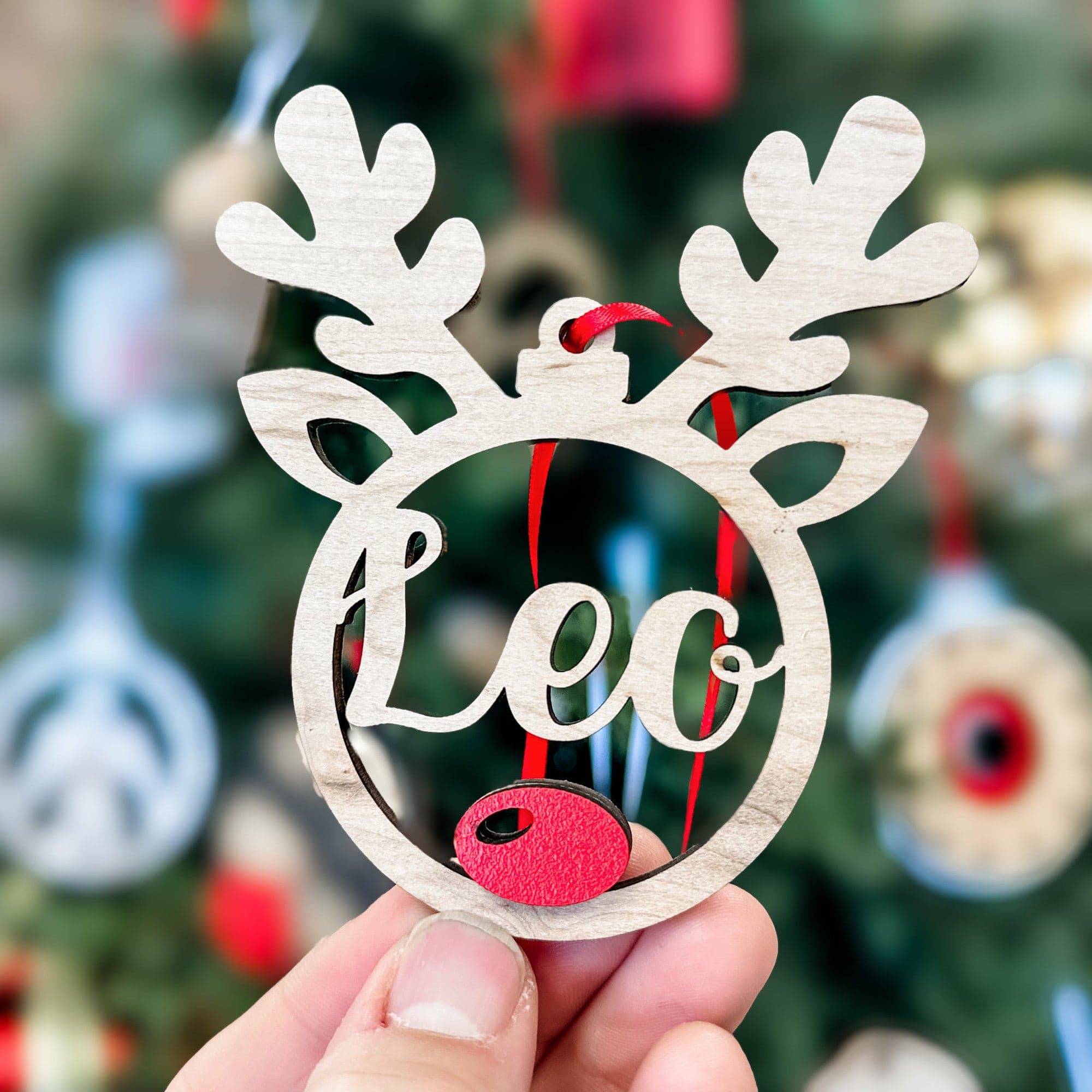 Personalized Rudolph Reindeer • 3D Wood Ornament • For Family & Friends
